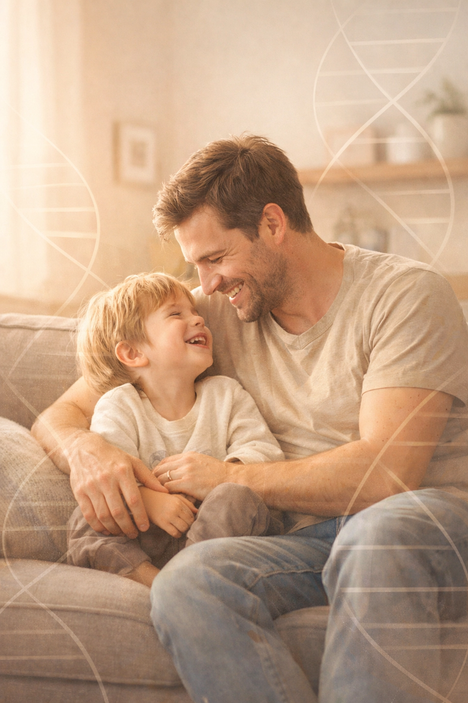 Happy father and child together after receiving legal DNA testing results for peace of mind in Chicago.