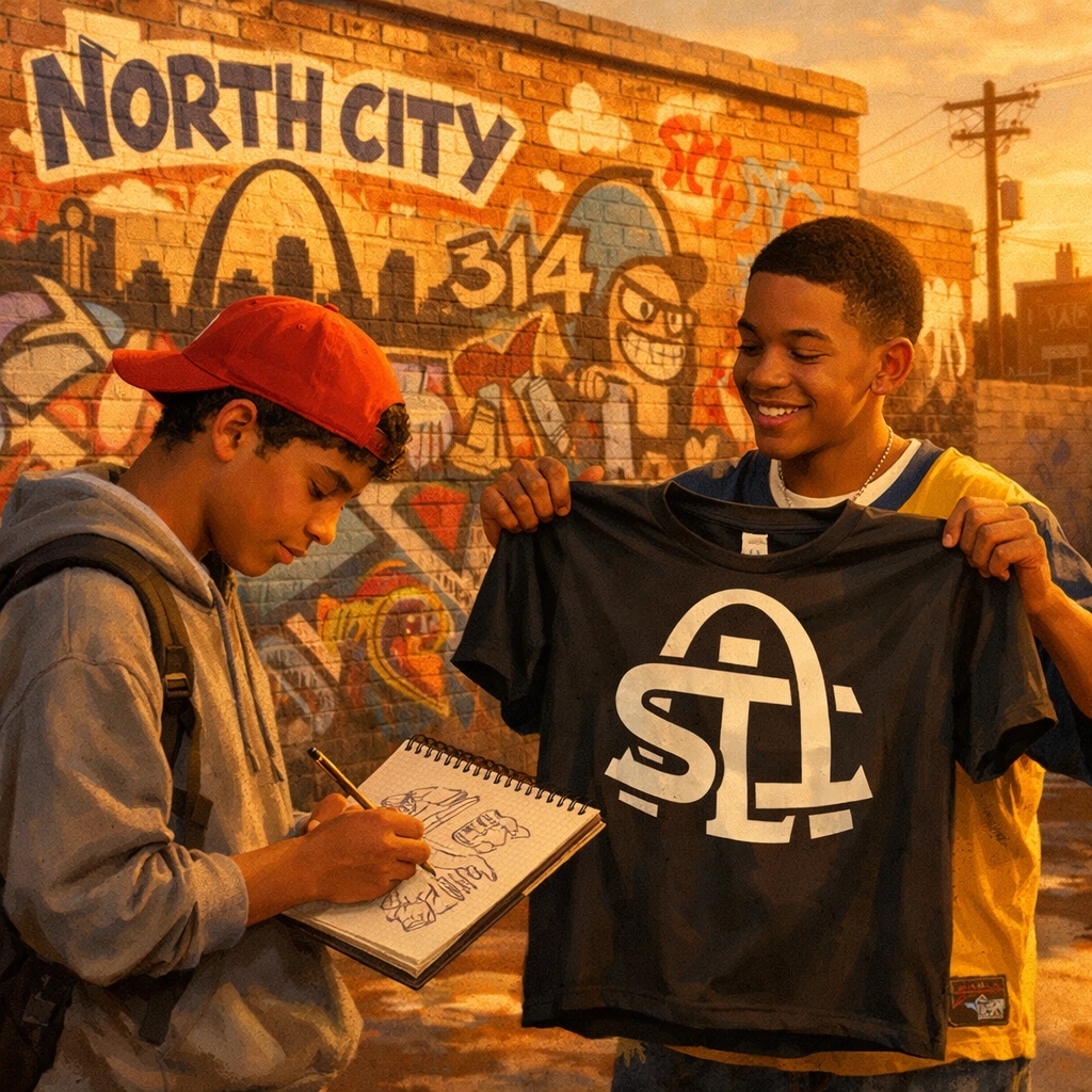 North City St. Louis teens designing custom t-shirts, the origin of Signsinsymbols