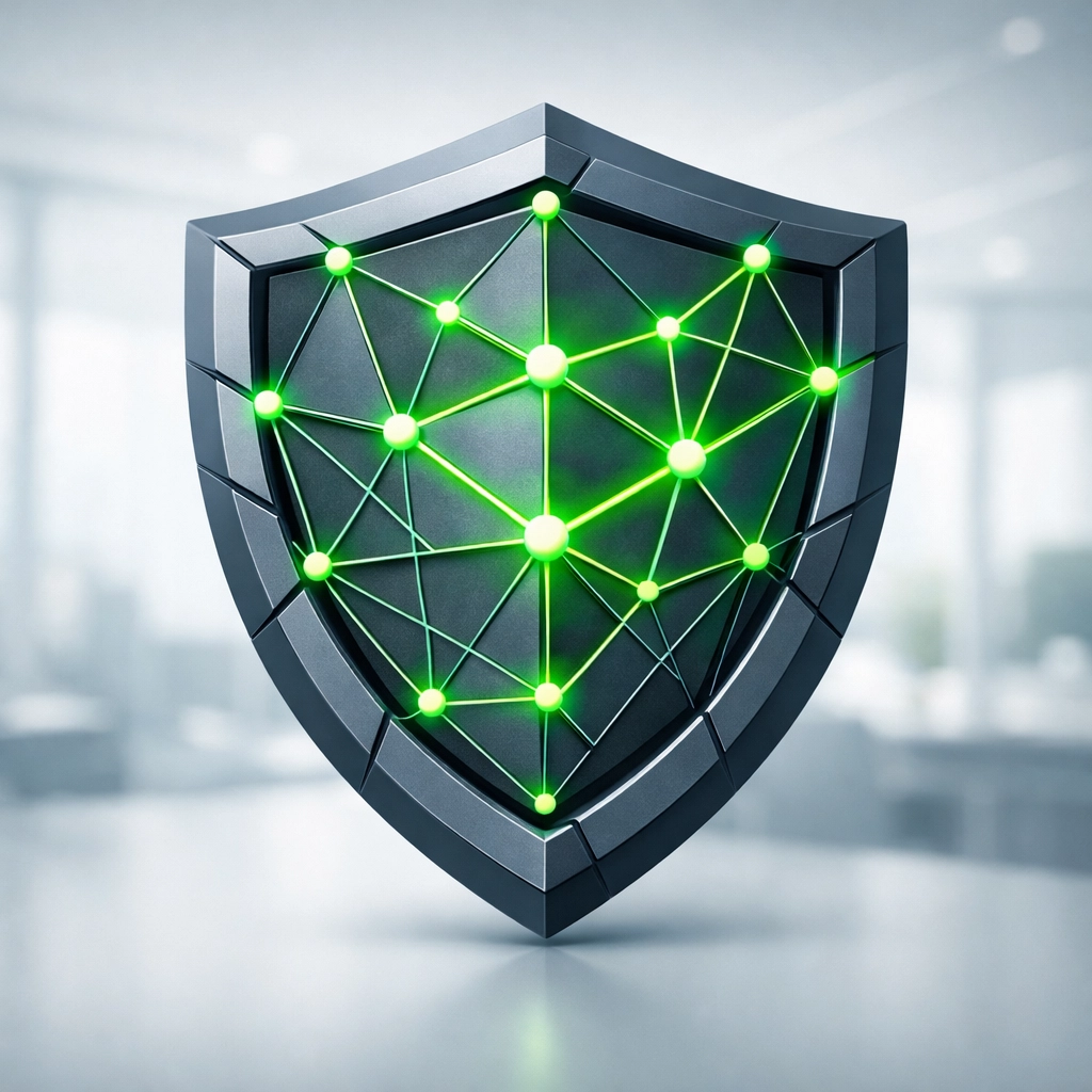 Digital security shield representing network security services and CMMC compliance for Ventura SMBs.