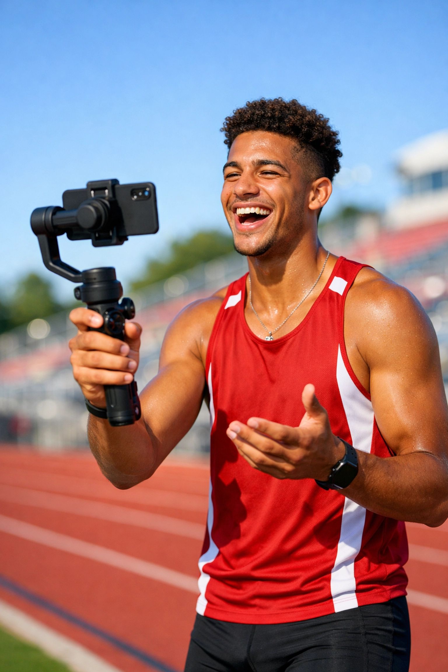 Collegiate athlete creating authentic social media content for a Super Bowl NIL marketing activation.