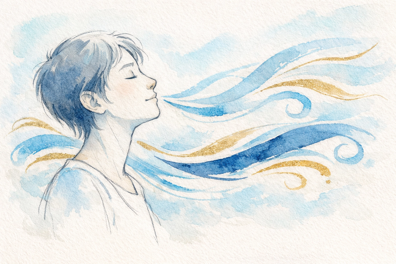 Person taking deep breath for spiritual peace and emotional centering