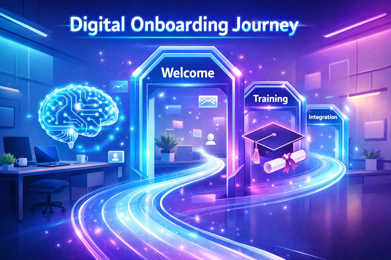 Digitales Onboarding und personalisierte Weiterbildung durch KI in der Personalarbeit.