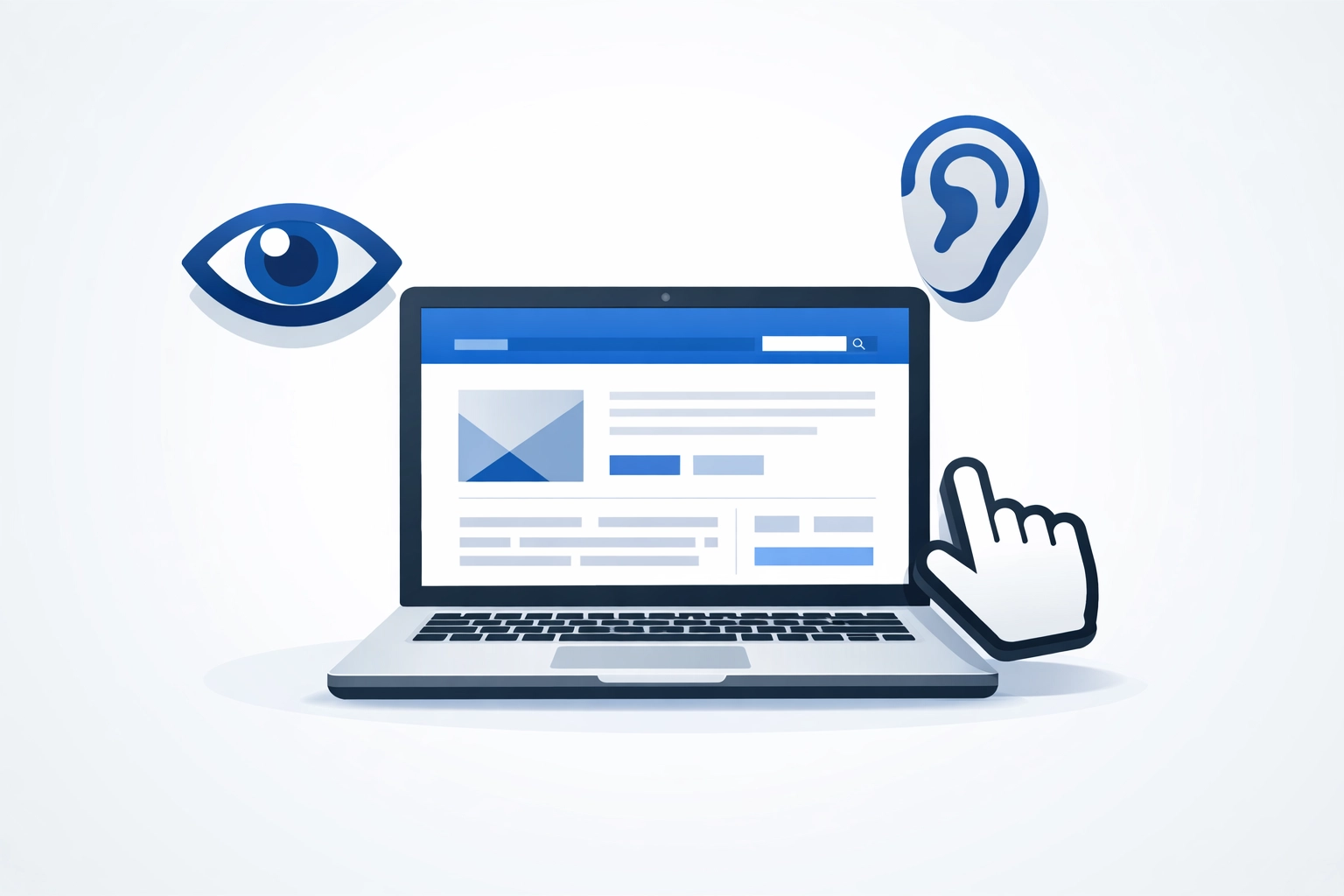 Website accessibility compliance showing ADA requirements and assistive technology icons