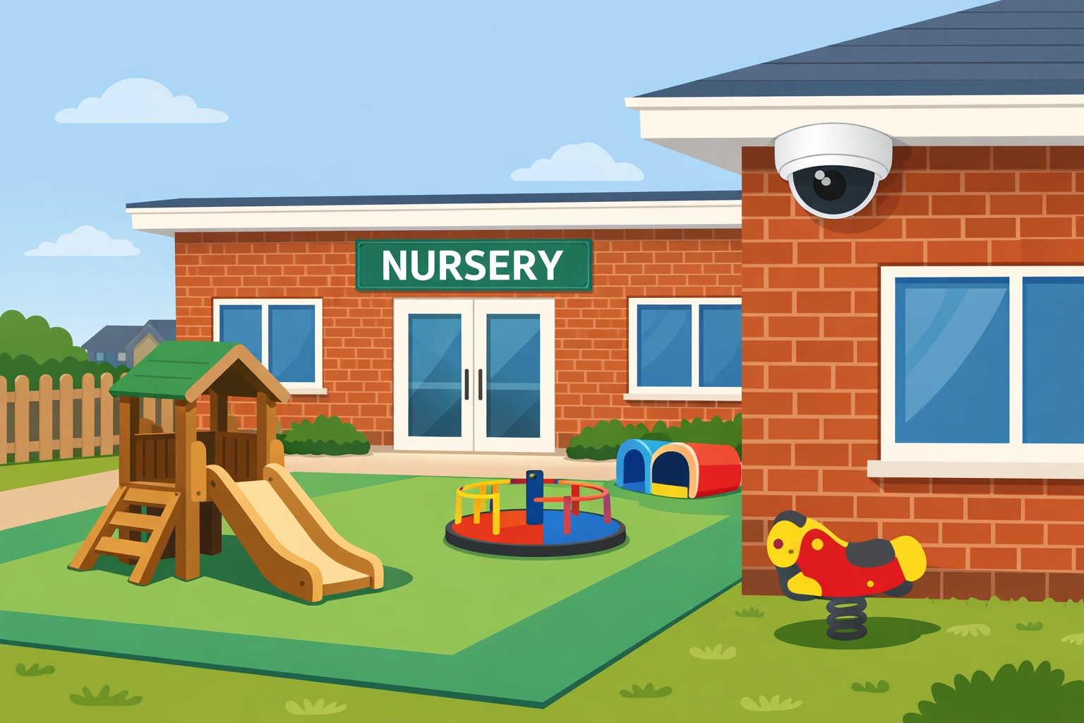Discreet CCTV installation Southampton nursery overlooking a safe outdoor playground.