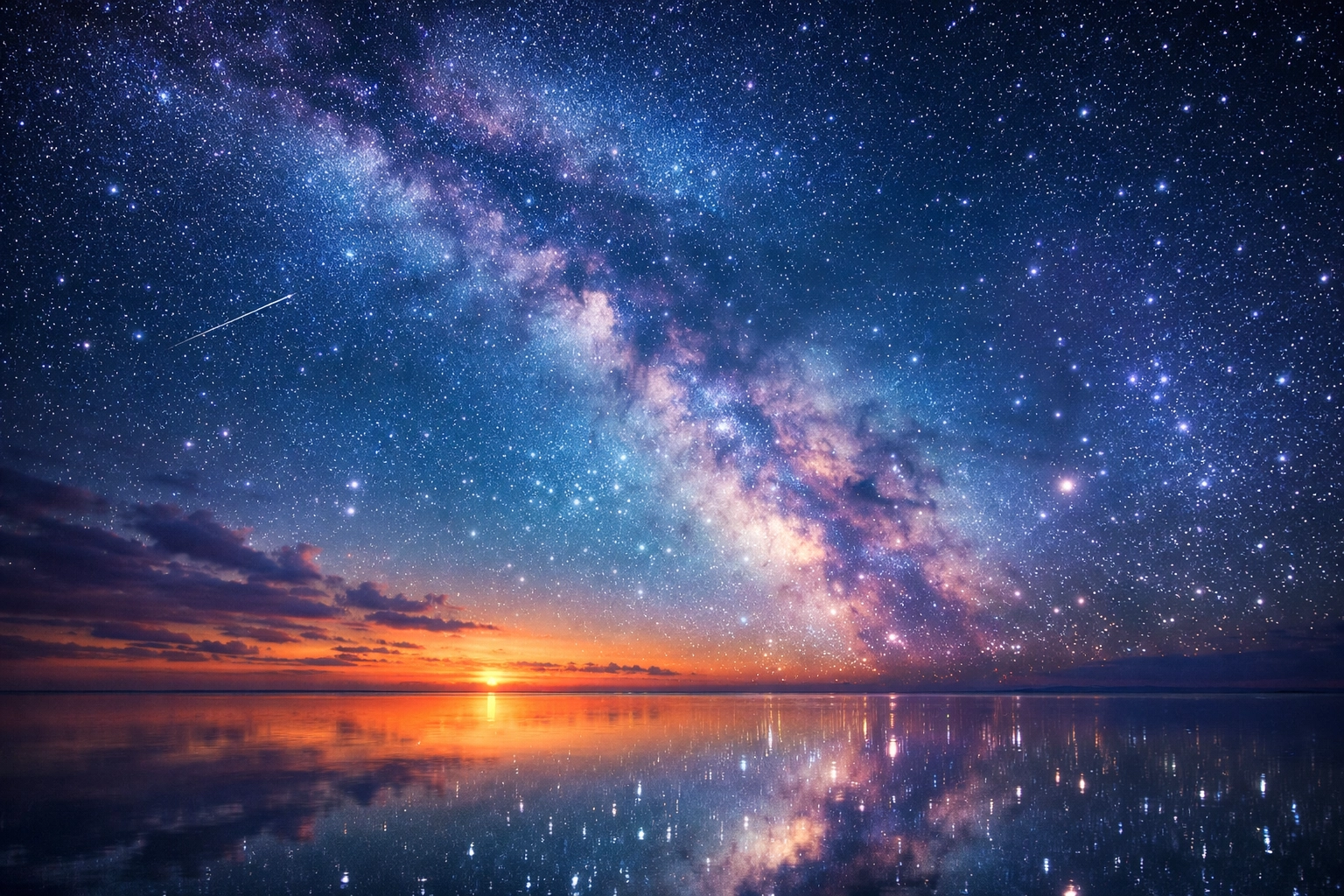 A vast starry night sky over the ocean, symbolizing God's infinite reach and personal care for every prayer.