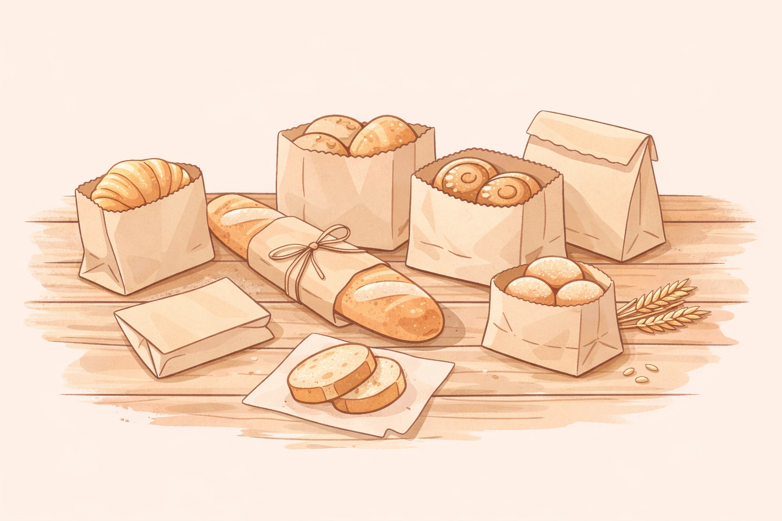 Artisan bread wrapped in brown kraft paper