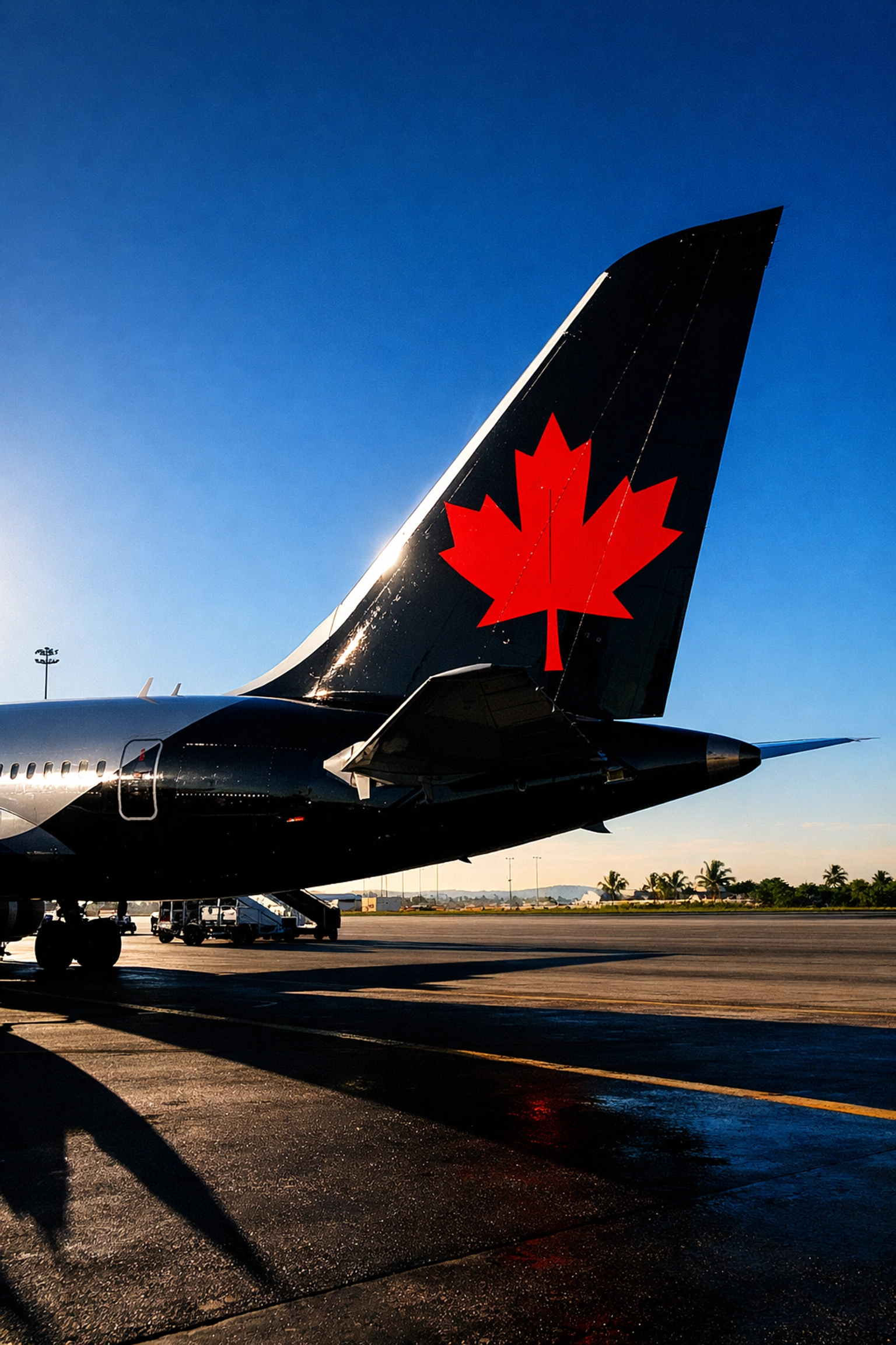 Air Canada jet at Pearson International Airport as flights resume from Toronto to Mexico.
