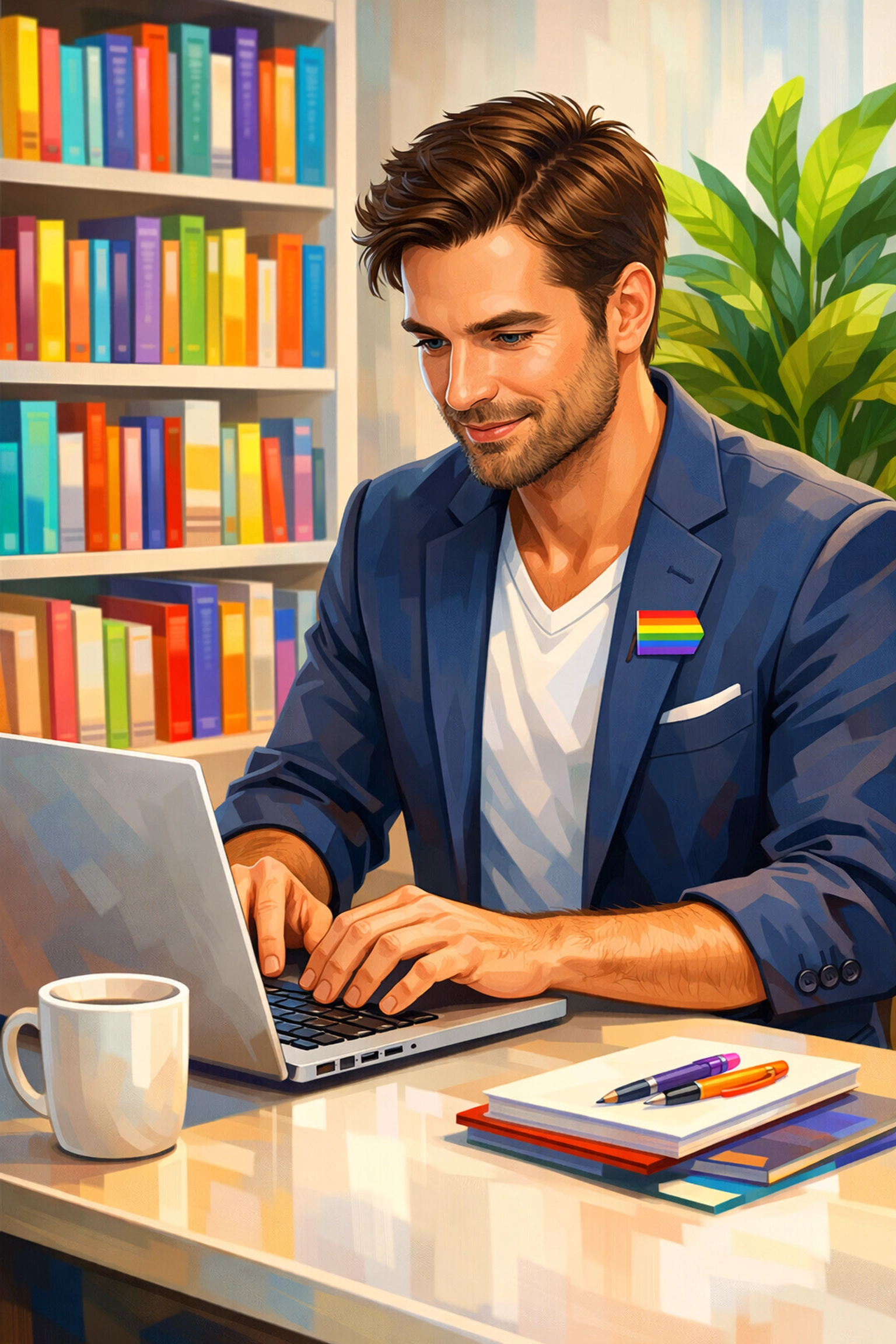A queer author writing a new MM romance novel for the Readwithpride.com LGBTQ+ publishing platform.
