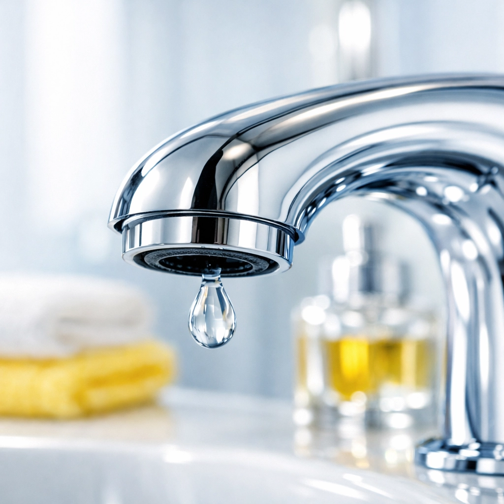Sparkling chrome bathroom faucet reflecting the high standards of a professional weekly cleaning service.