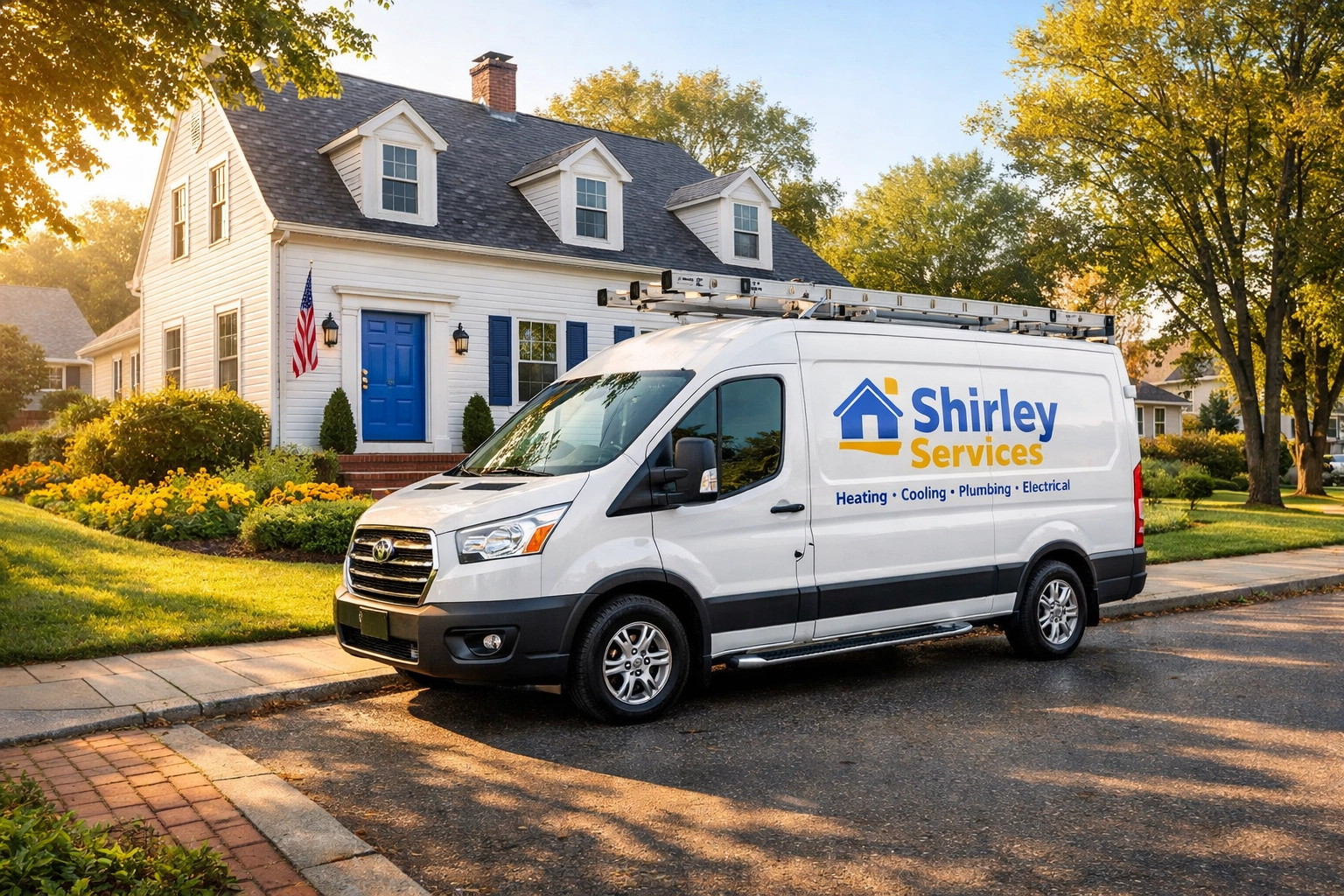 Reliable professional cleaners Shirley MA arriving at a local residential home for a cleaning service.