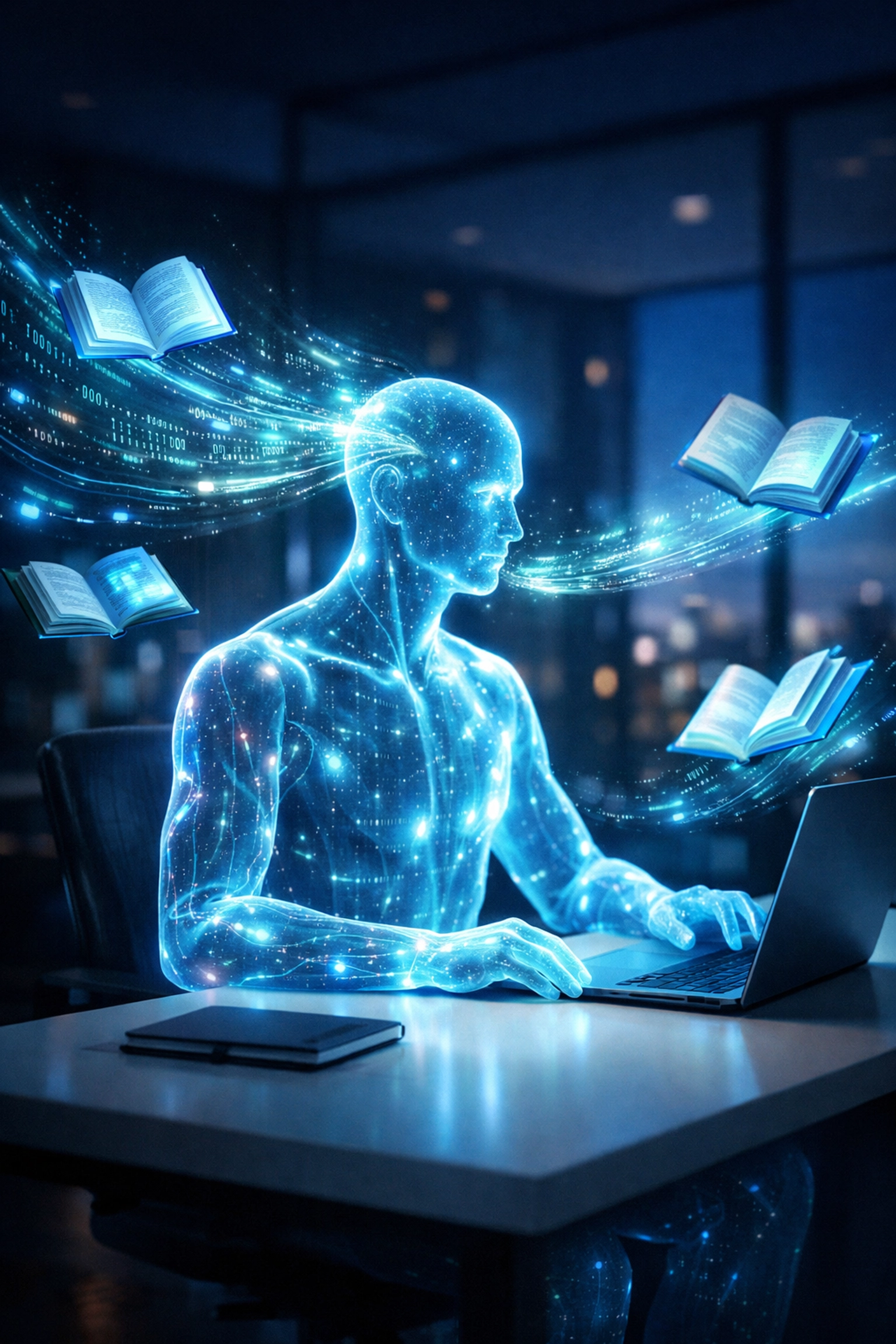 AI agent absorbing data to provide intelligent 24/7 customer support.