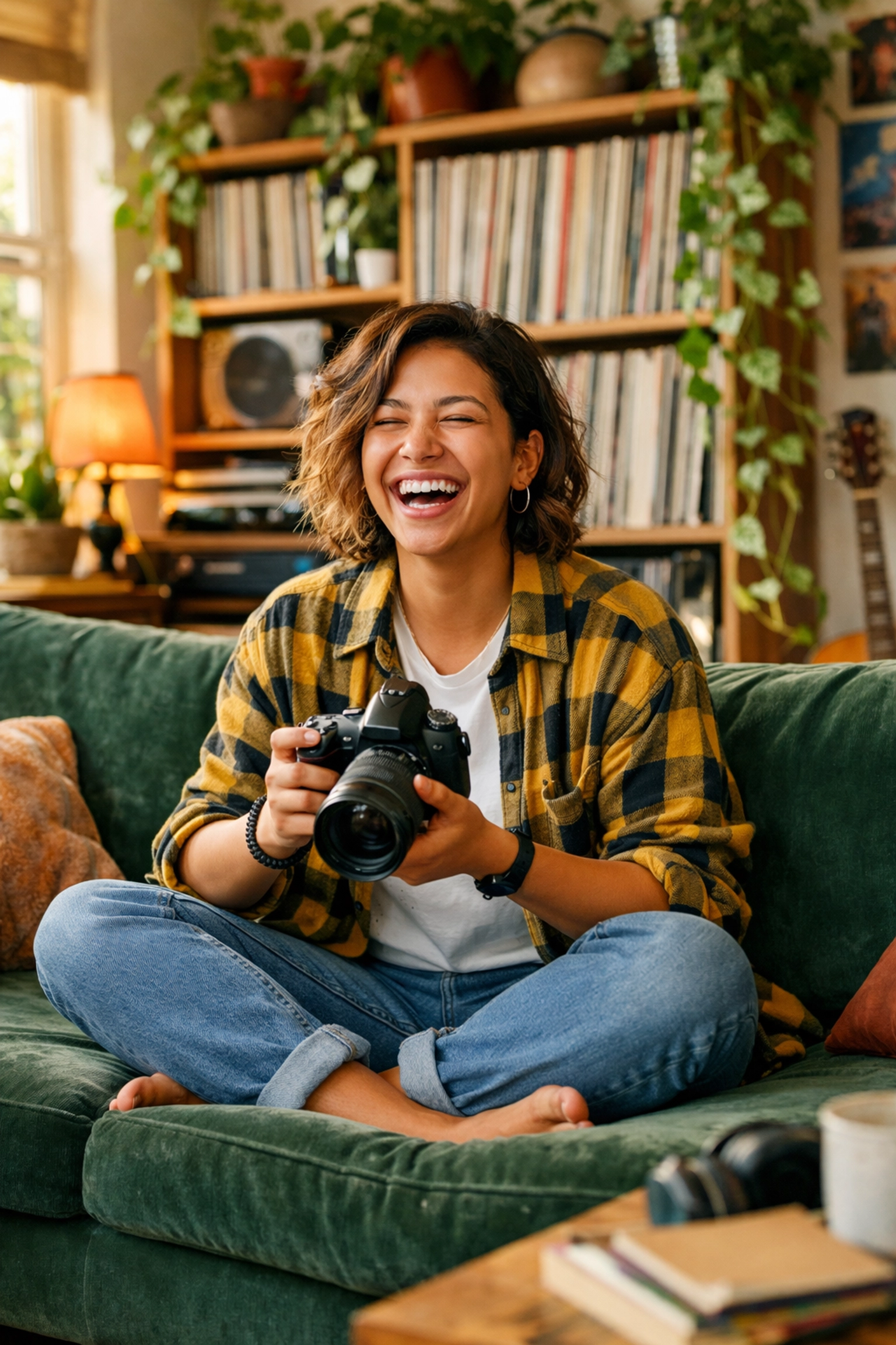 An authentic social media creator filming content to build trust with a niche online community.