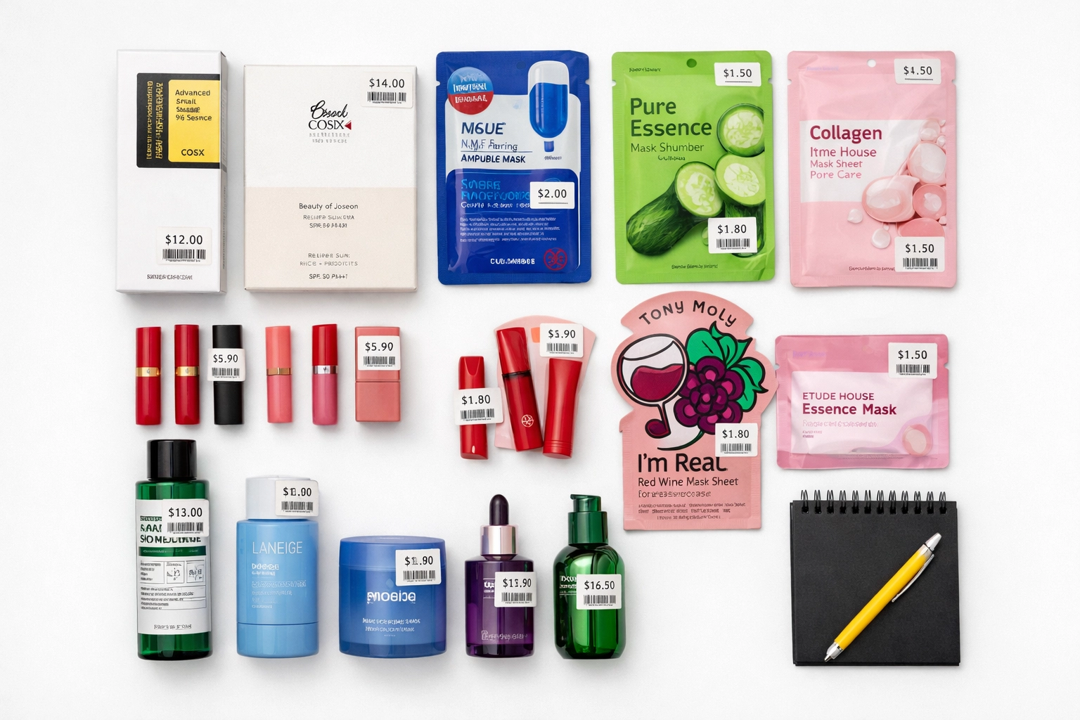 K-beauty wholesale products and cosmetics arranged for B2B marketplace suppliers