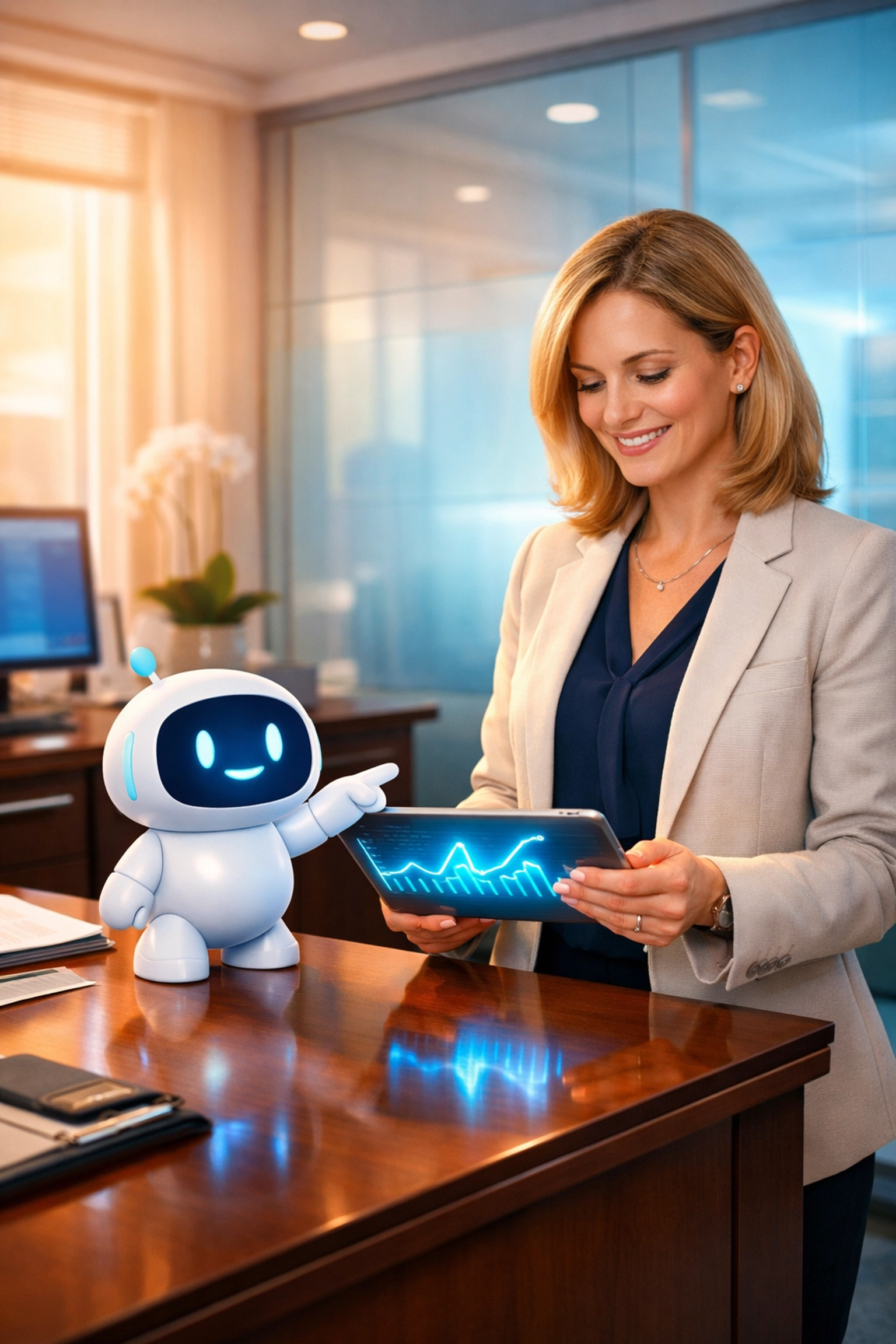 Healthcare practice manager using a digital dashboard for continuous HIPAA risk analysis and data protection.