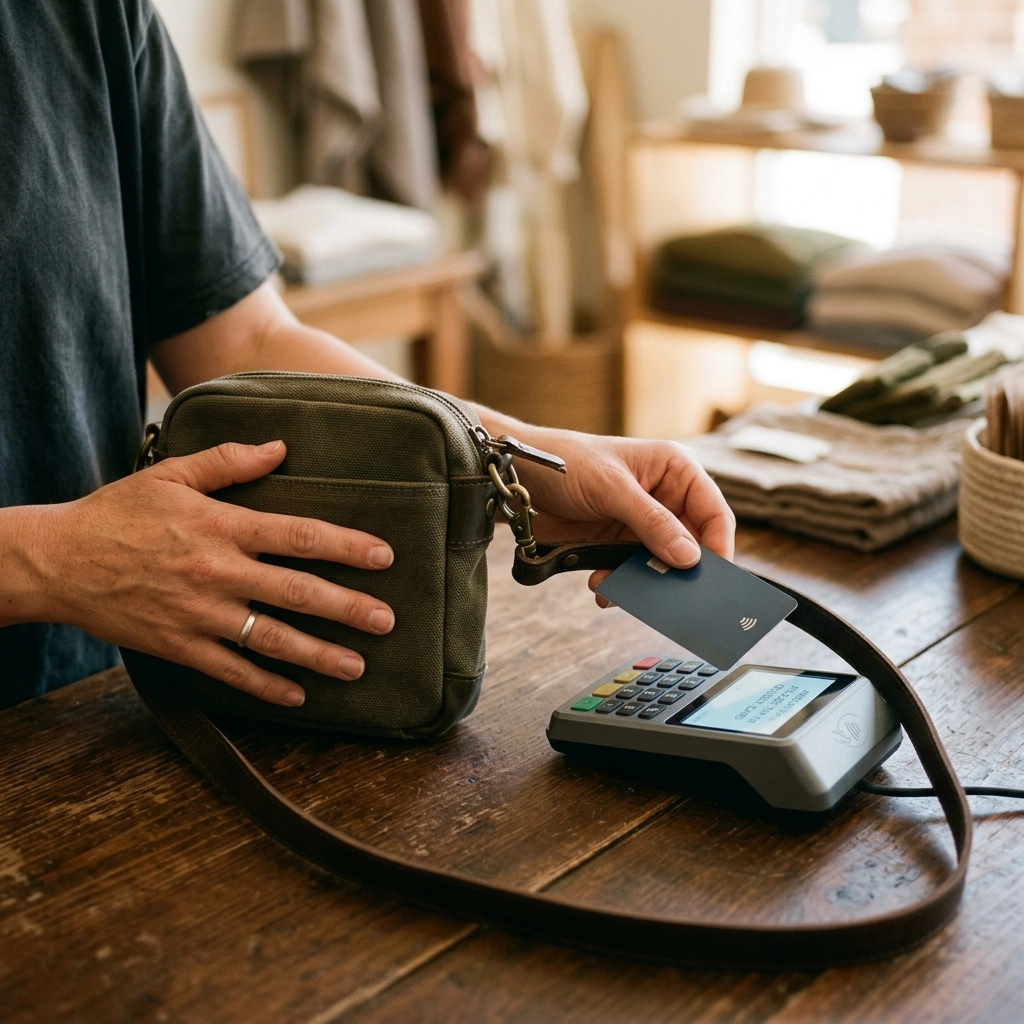 Checkout moment with crossbody