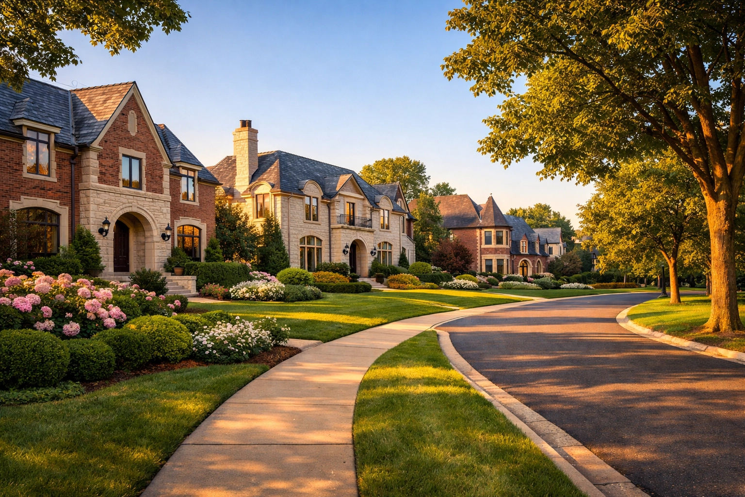 Chicago North Shore real estate street with luxury homes, showing suburb-by-suburb pricing differences