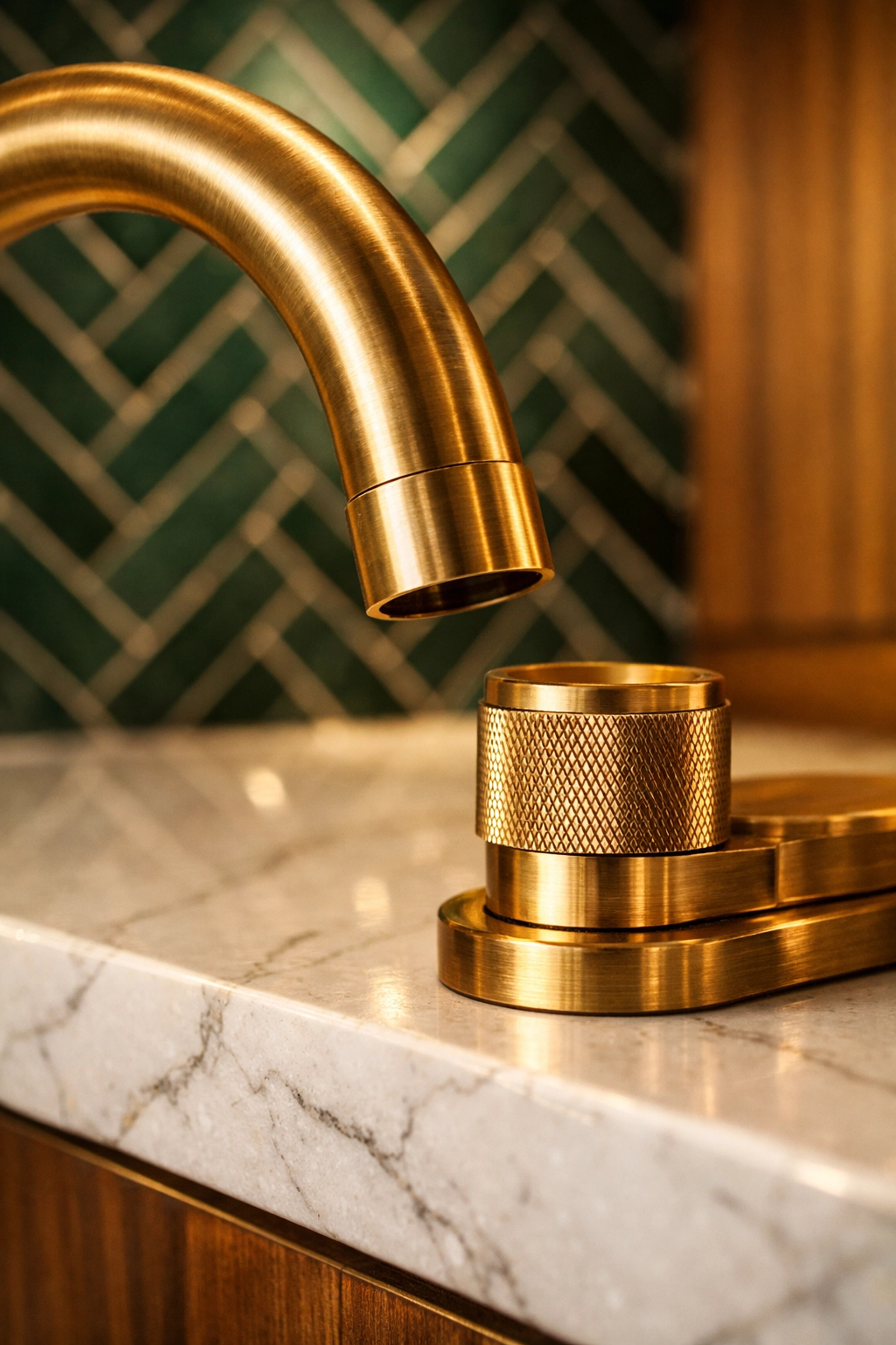 Detailed close-up of high-end finishes and bespoke tiling in a professional North London kitchen renovation.