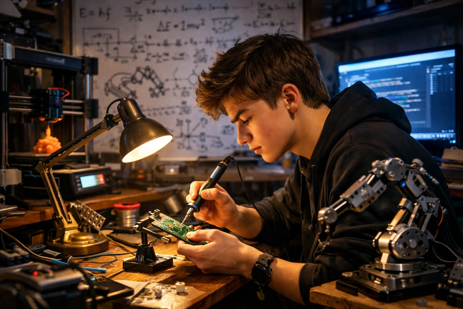 High school student demonstrating initiative by building an independent science project for college applications.