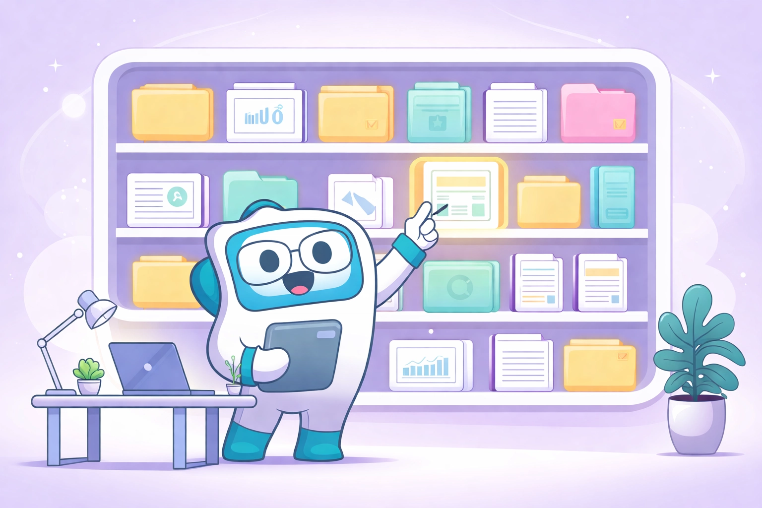 Centralized knowledge hub illustration for easy access to company documents and organized team information