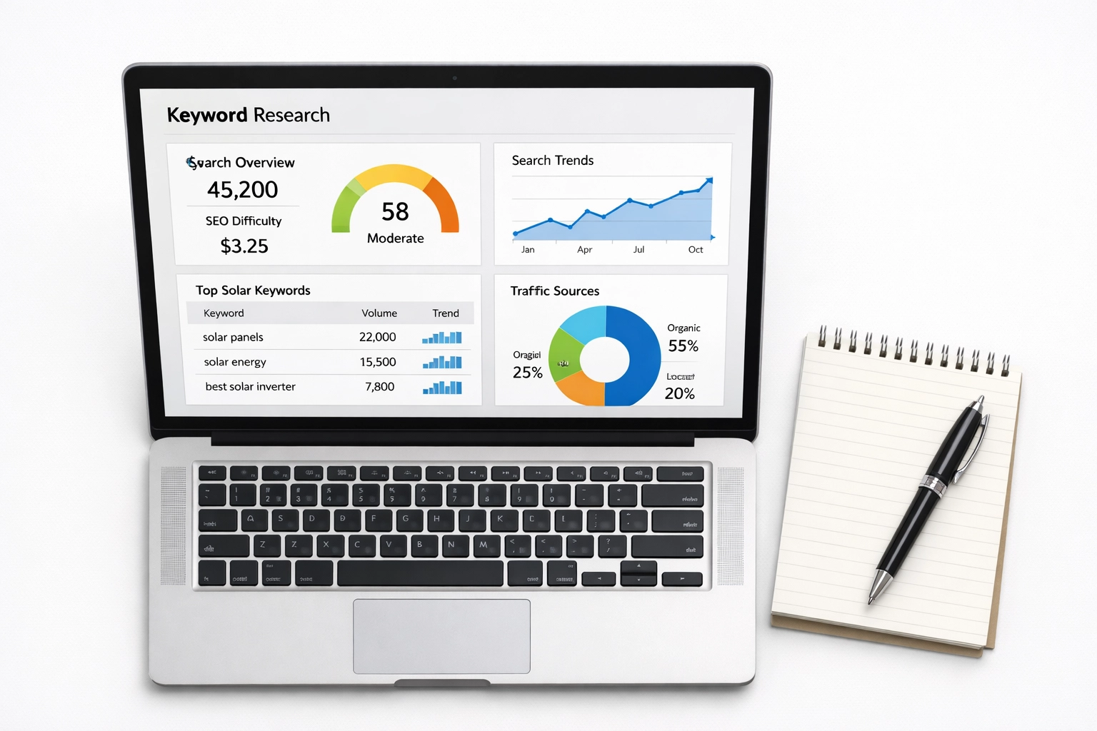 Digital marketing analytics dashboard tracking solar lead generation campaign performance