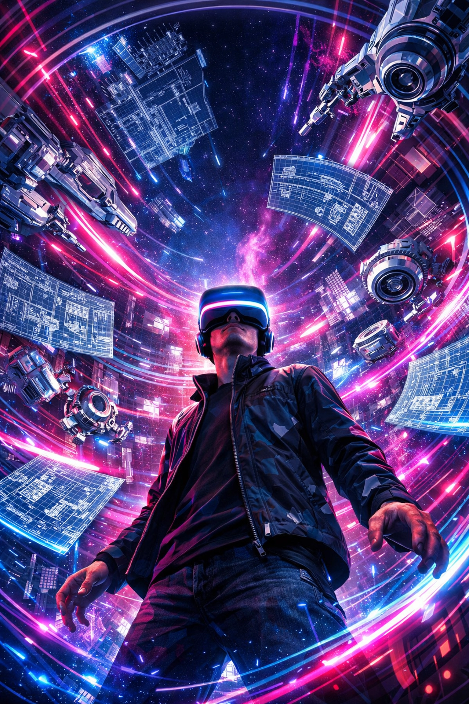 A person in a headset exploring an immersive 360-degree environment for hands-on XR training experiences.