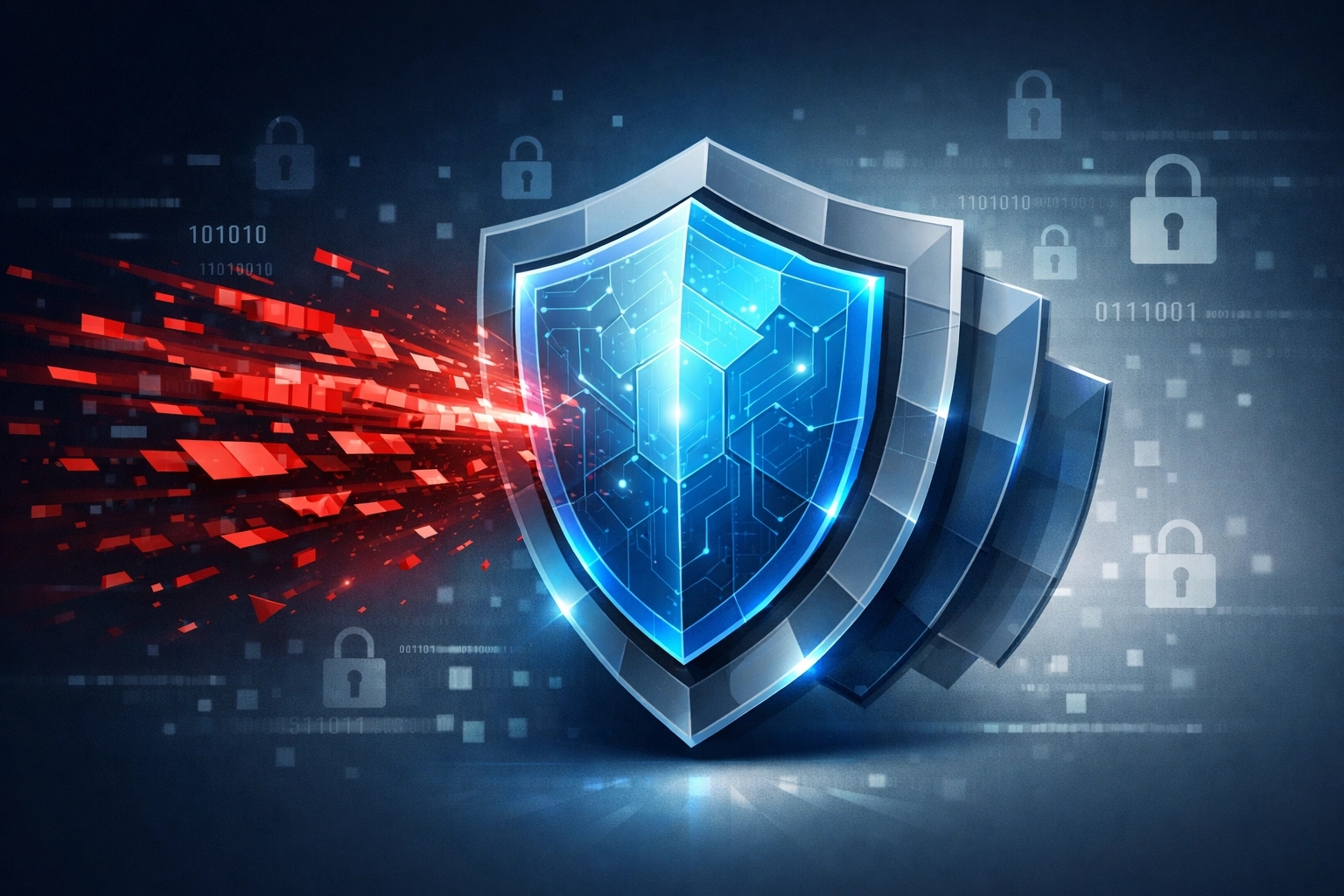 Layered cybersecurity shield protecting small business from cyber threats and data breaches