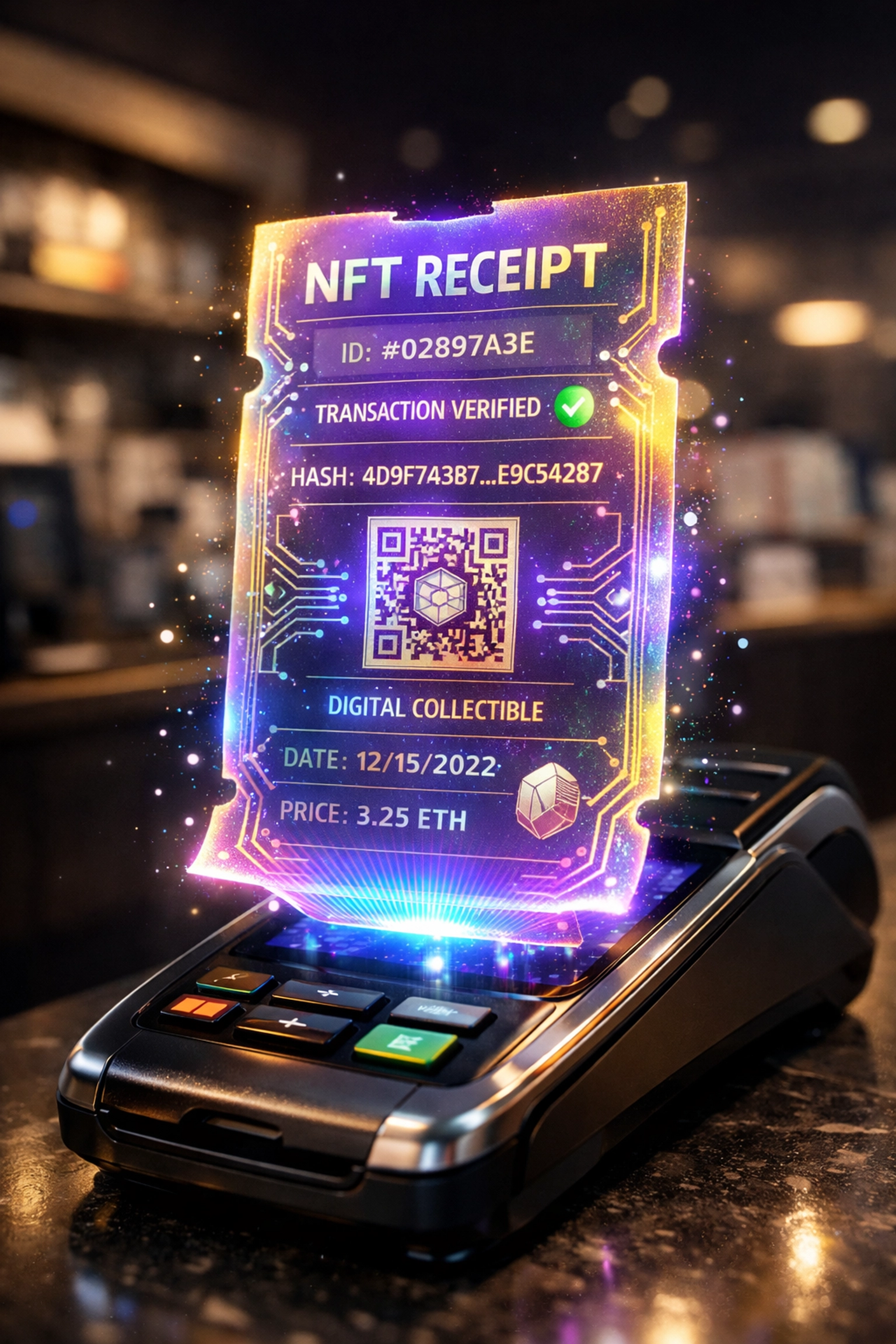 NFT receipt blockchain proof generated from merchant payment transaction