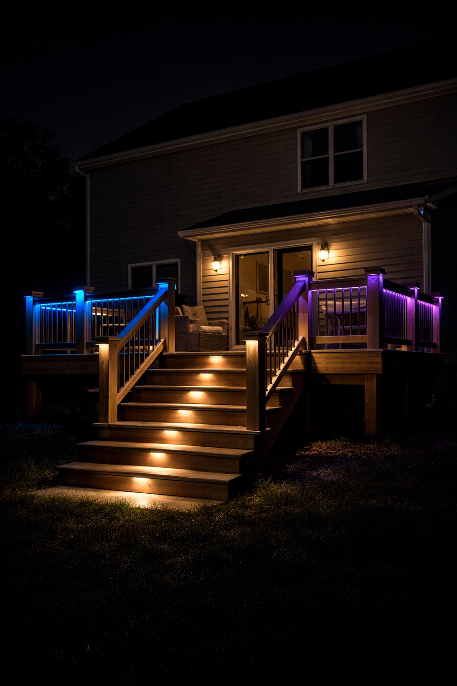 Are Deck Lights Worth It? What 200+ Lexington Homeowners Taught Us LED deck lighting illuminating wooden stairs at night for safety on Central Kentucky home