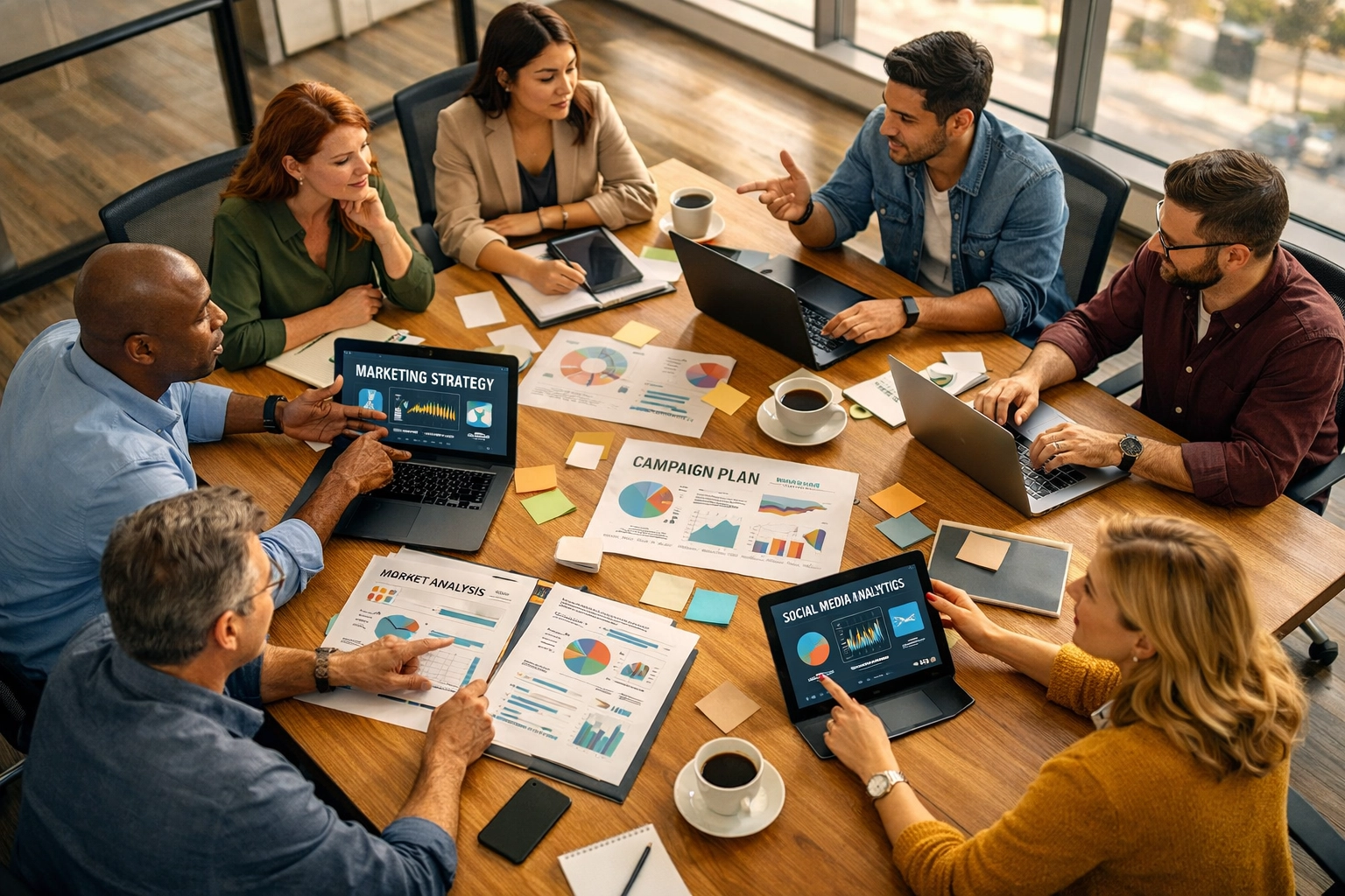 Marketing team collaborating on sponsorship activation strategy and brand partnership planning