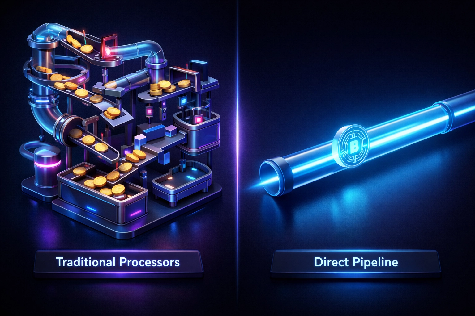 Larecoin direct payment pathway vs complex traditional crypto processor fee structure