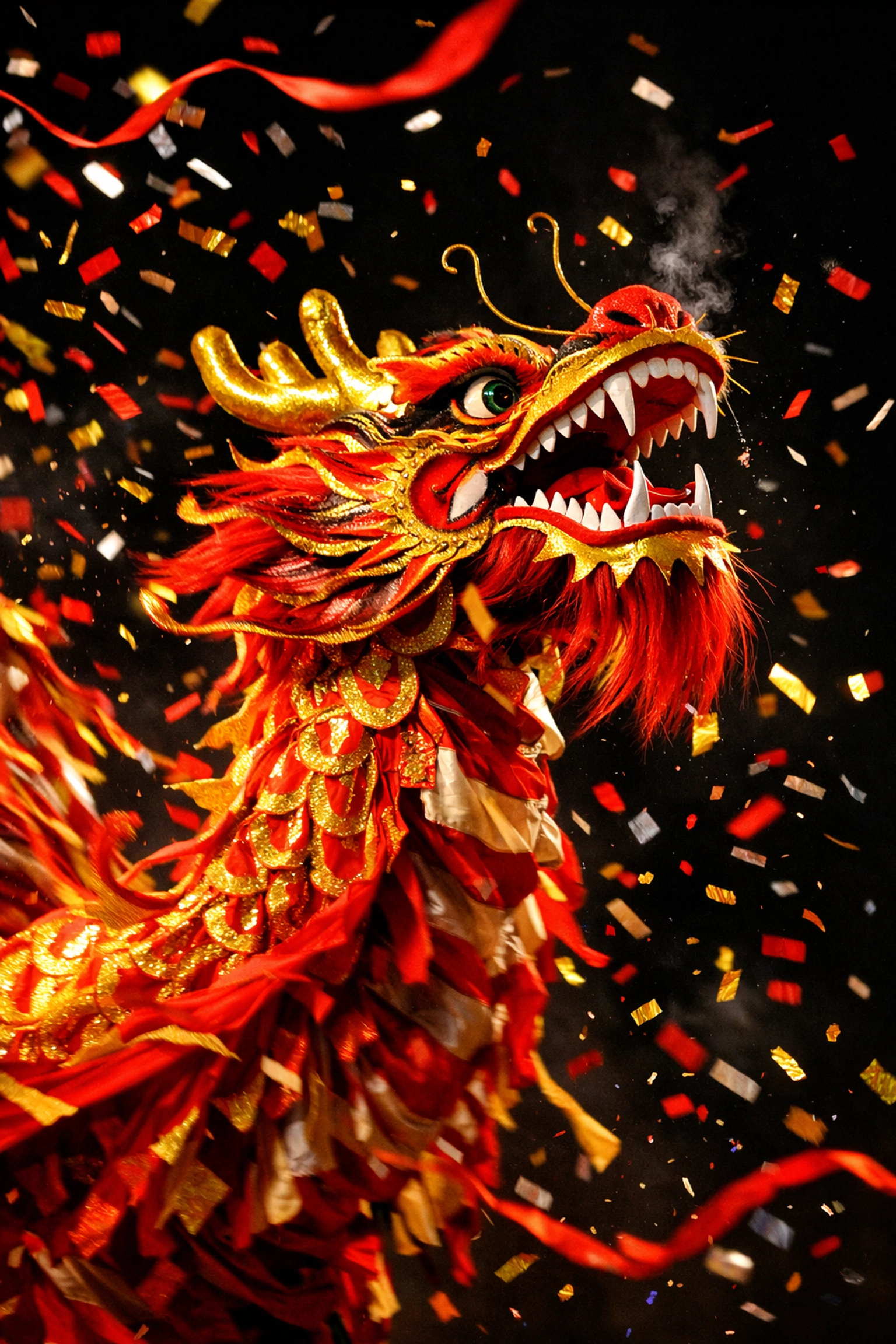 Traditional dragon dance performance at Calgary Chinese Cultural Centre for Year of the Dragon