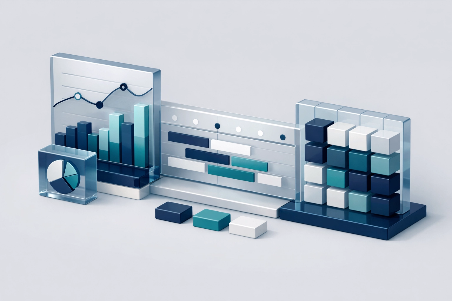 Custom software development dashboard showing film production schedules and inventory management modules.