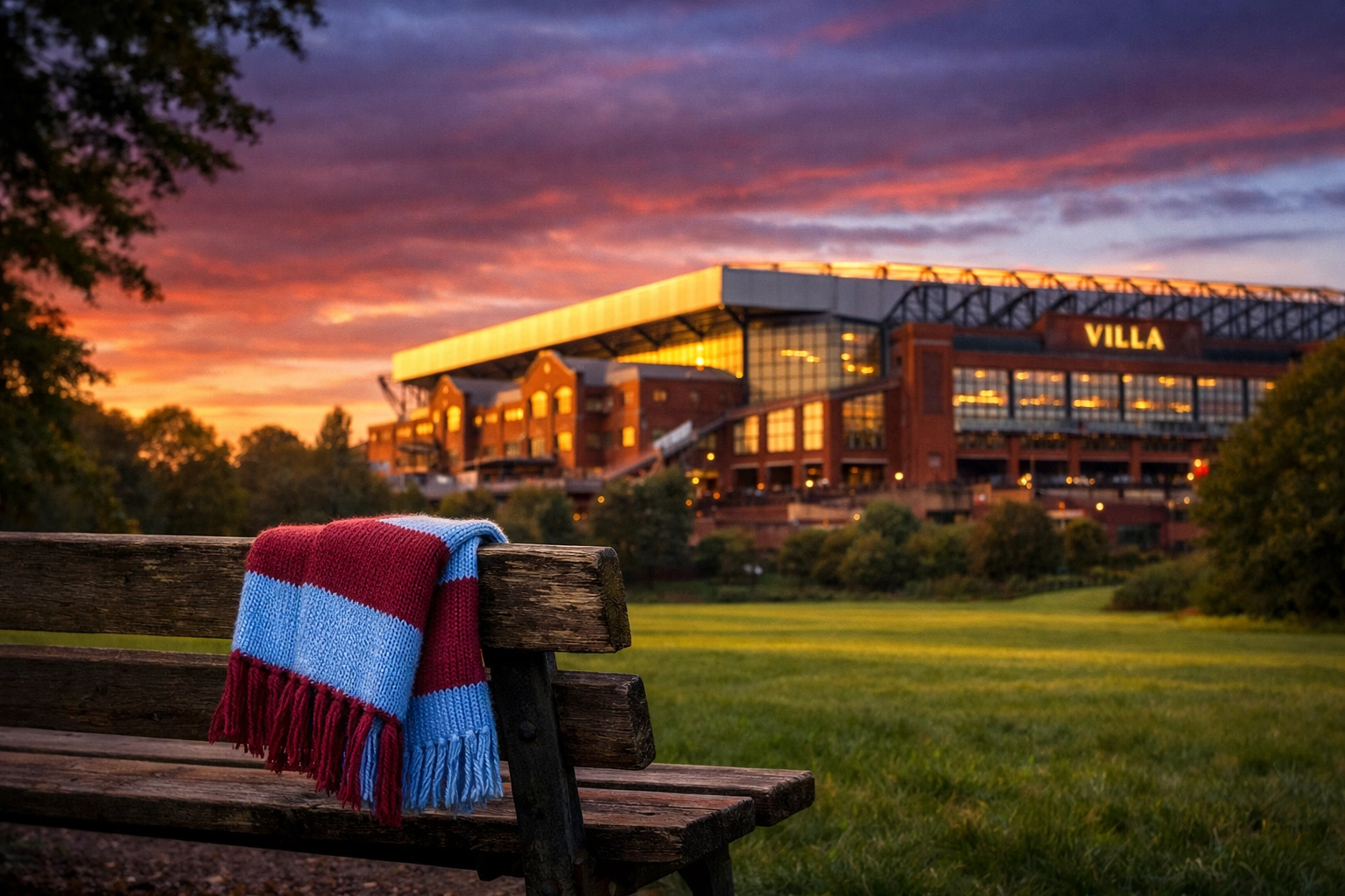 Memorial for an Aston Villa fan near Villa Park stadium, reflecting a peaceful ashes scattering ceremony tribute.