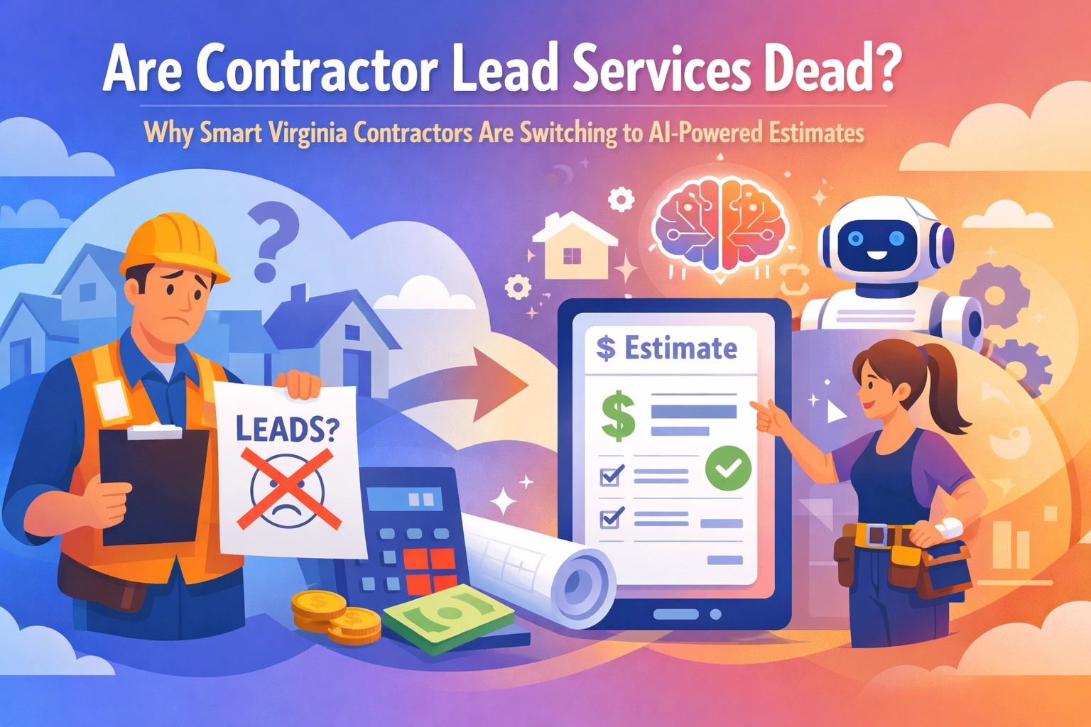 Contractor reviewing AI-powered lead generation on tablet in Virginia Beach