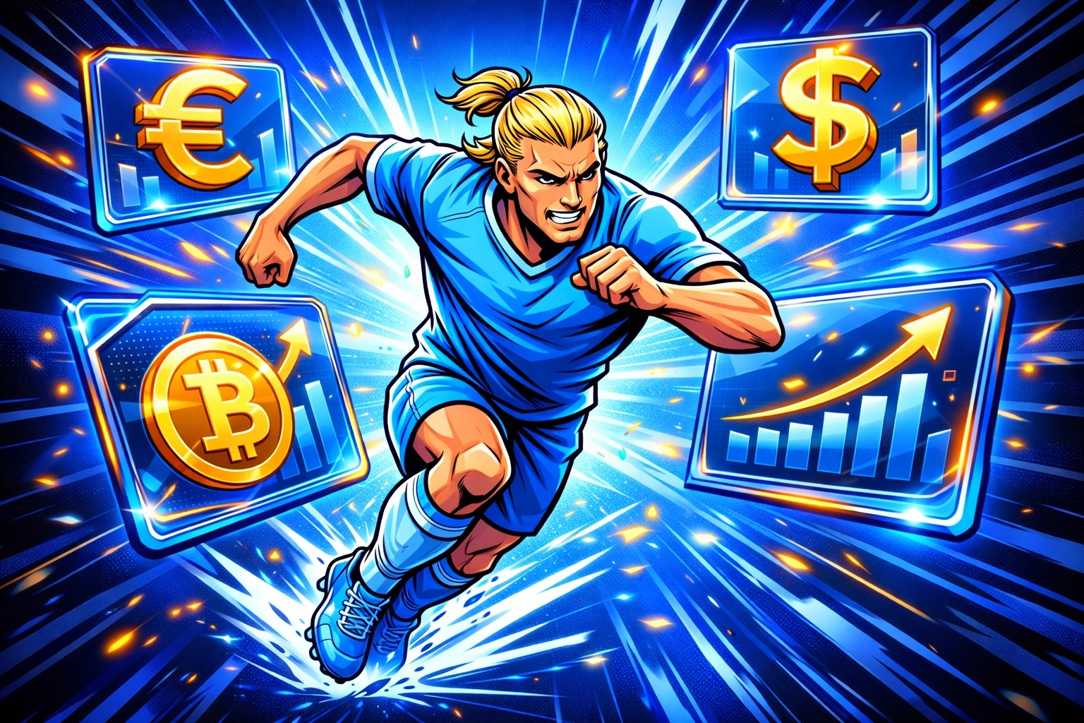 Erling Haaland represented as a premium athlete token with rising performance data and market value graphs.