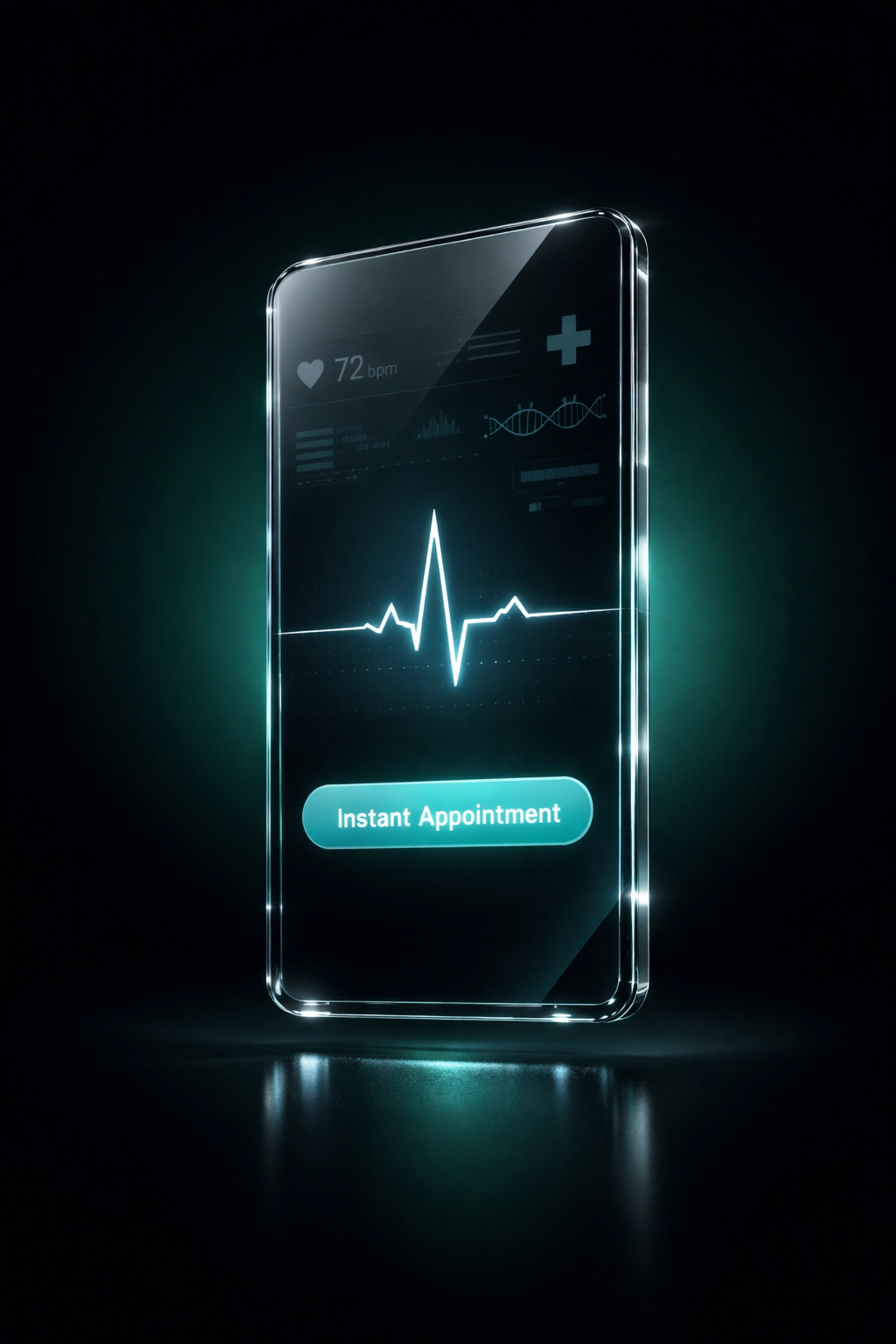 Mobile medical interface showing a clear appointment booking button for better healthcare lead conversion.