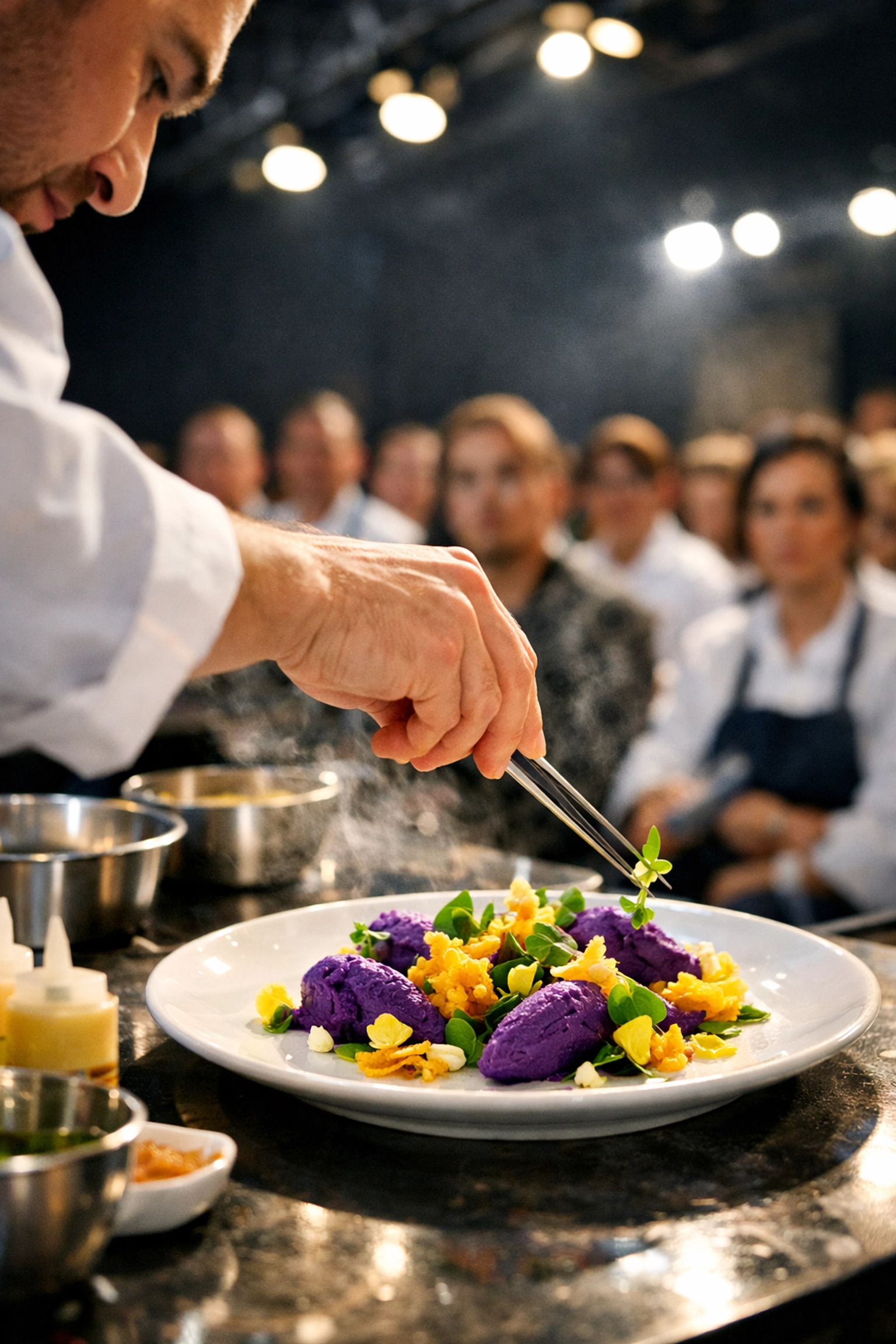 Chef demonstrating plant-based culinary techniques at F&B masterclass