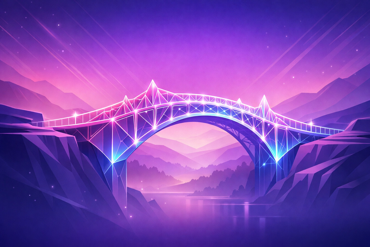 A glowing bridge representing venture debt as a strategic path to scaling and higher business valuation.