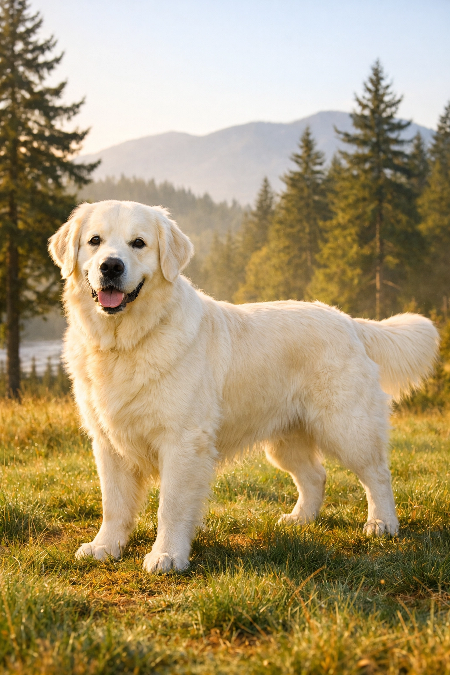 Healthy English Cream Golden Retriever in Oregon field displaying breed conformation