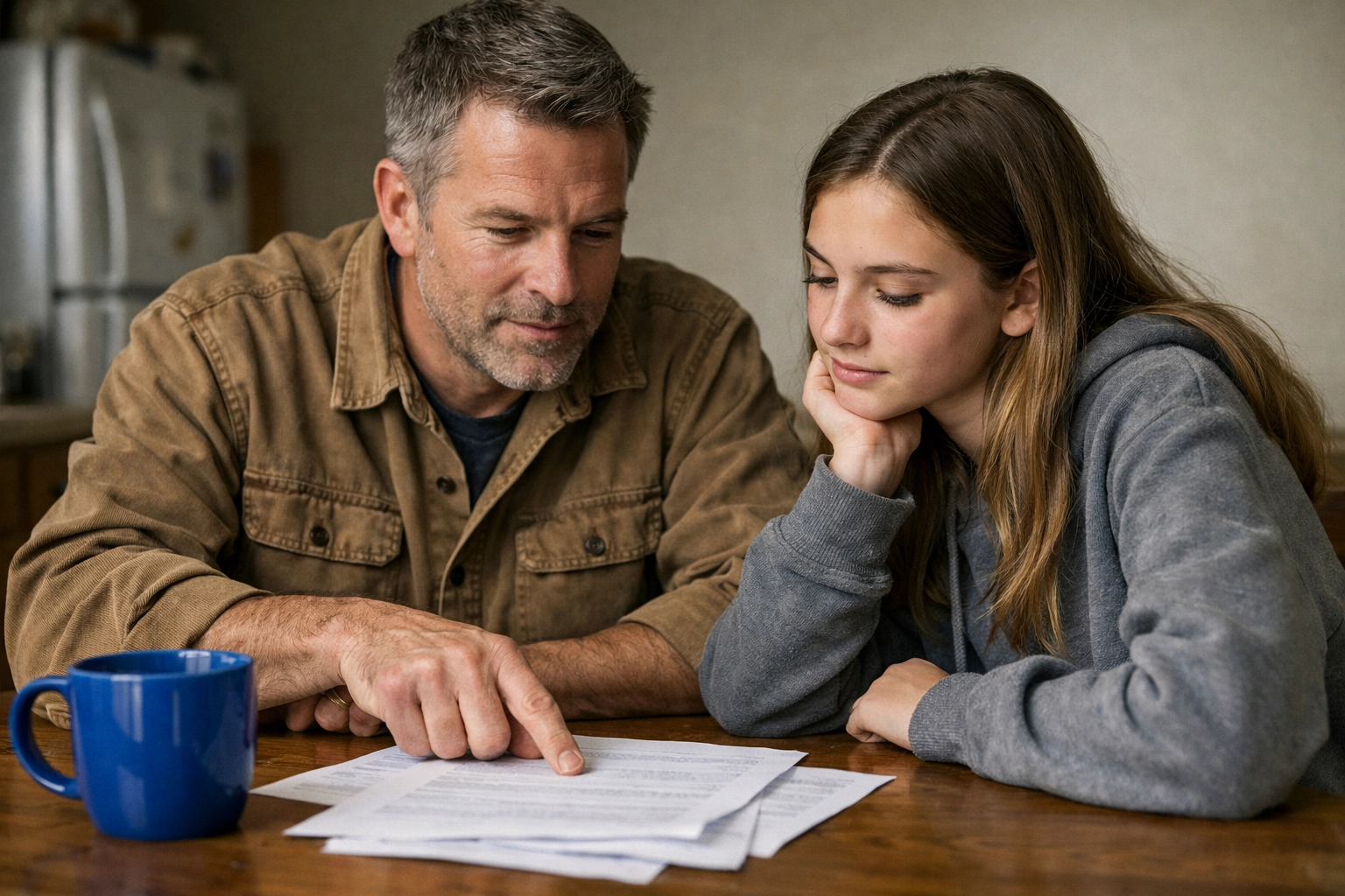 Father and daughter reviewing a family banking strategy for college funding and generational wealth.