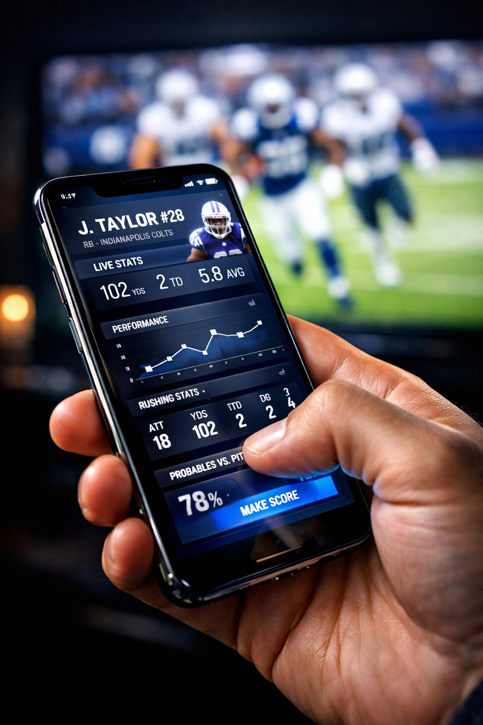 A fan accessing mobile sports data during a 72-hour Super Bowl digital marketing blitz.