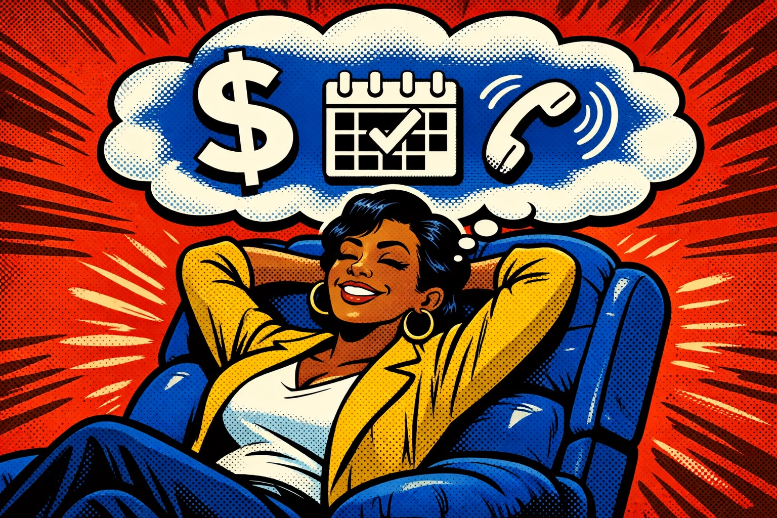 Business owner relaxing while GoHighLevel automation manages incoming leads and service calls.