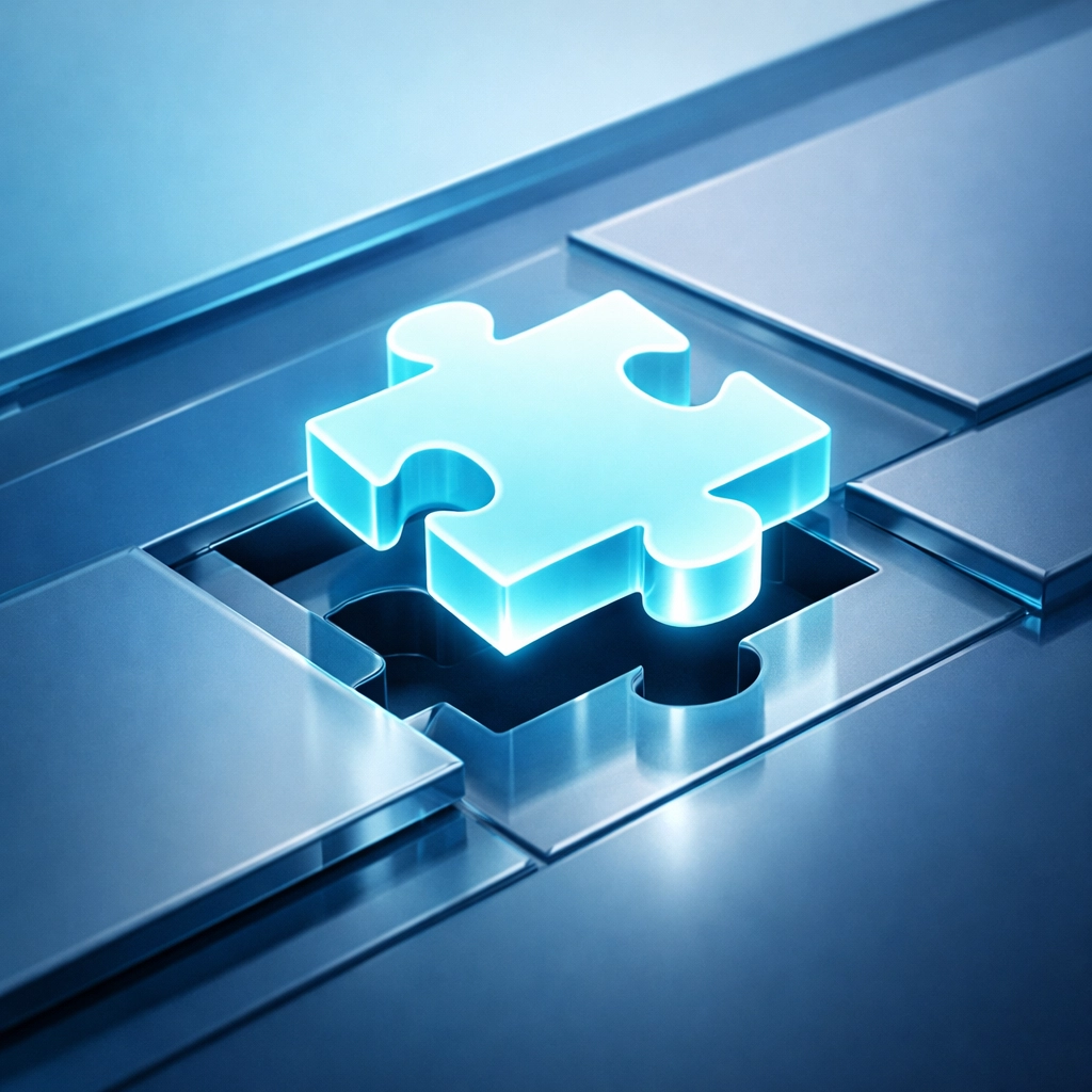 A custom digital piece fitting into a modern interface representing bespoke software integration for clinicians.