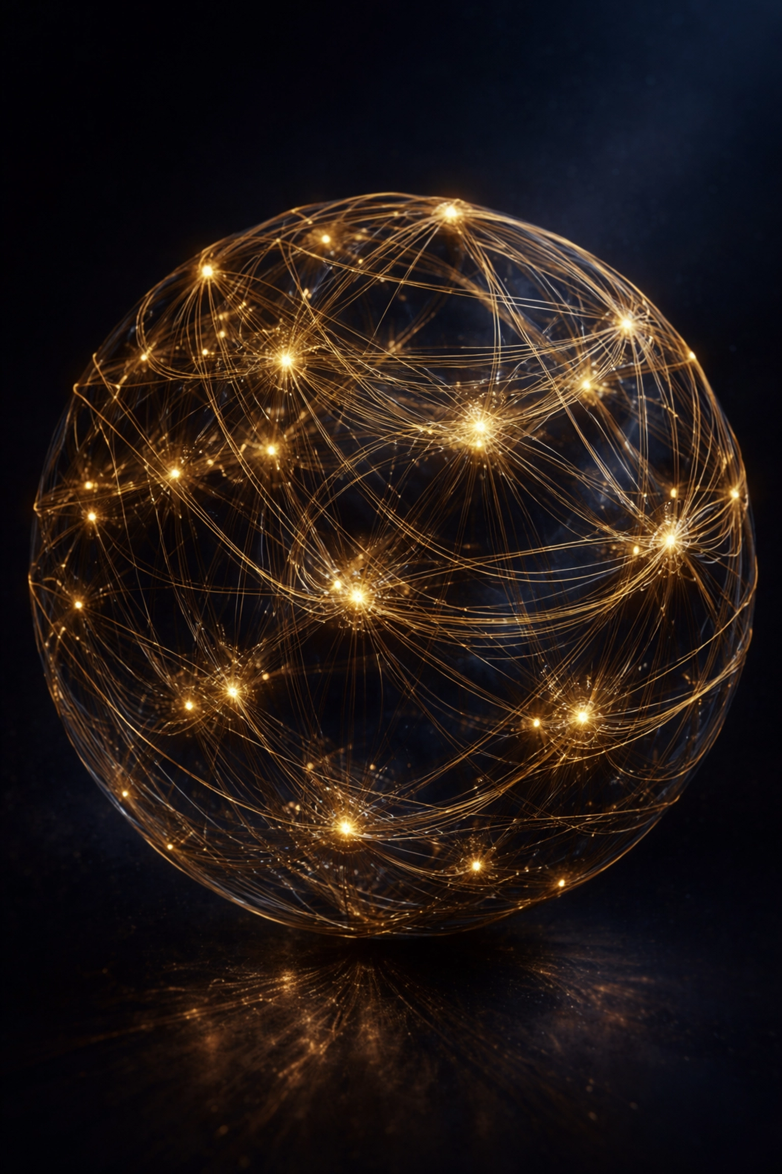 Golden threads forming a complex sphere demonstrate hidden correlations in alternative investment diversification.