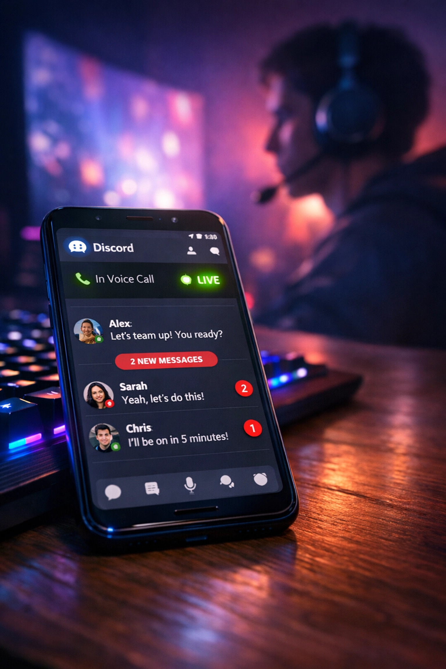 Discord chat and gaming setup showing online connection between gay gamers