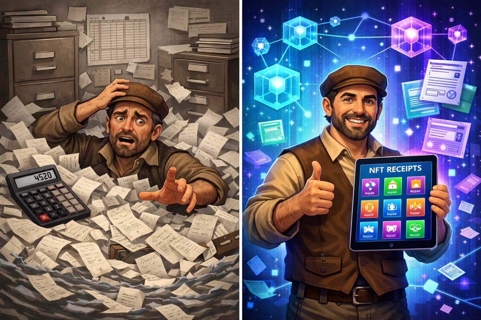 Traditional paper receipts versus NFT receipts for merchant accounting and blockchain verification