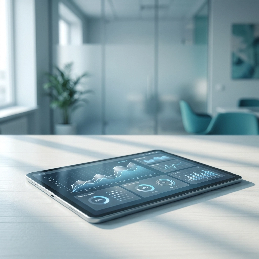 Tablet with digital dashboard representing streamlined procurement and opportunity management with OASIS+