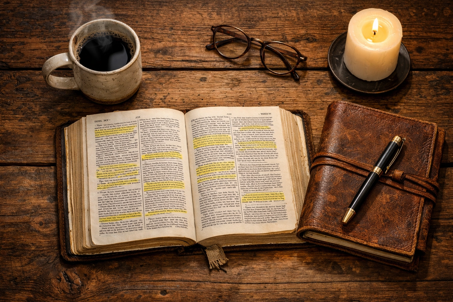An open Bible and study materials on a desk, highlighting the spiritual foundation for recovery ministry.