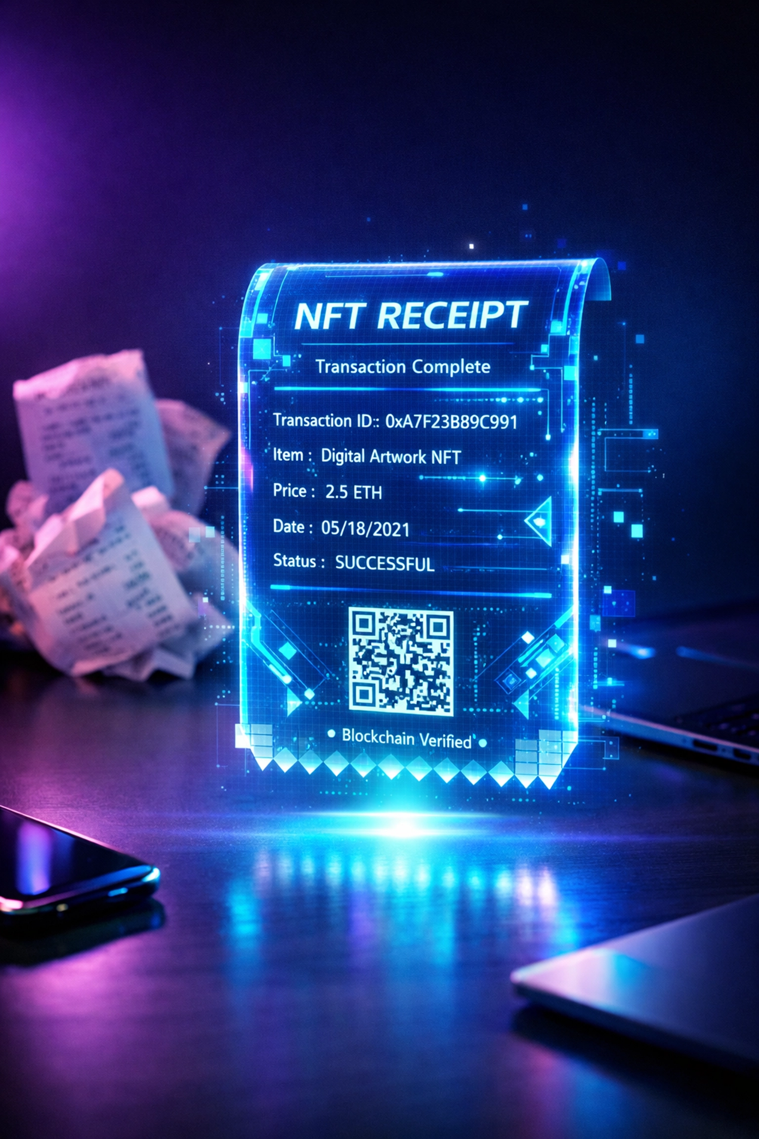 NFT receipt technology for automated merchant accounting and transaction tracking