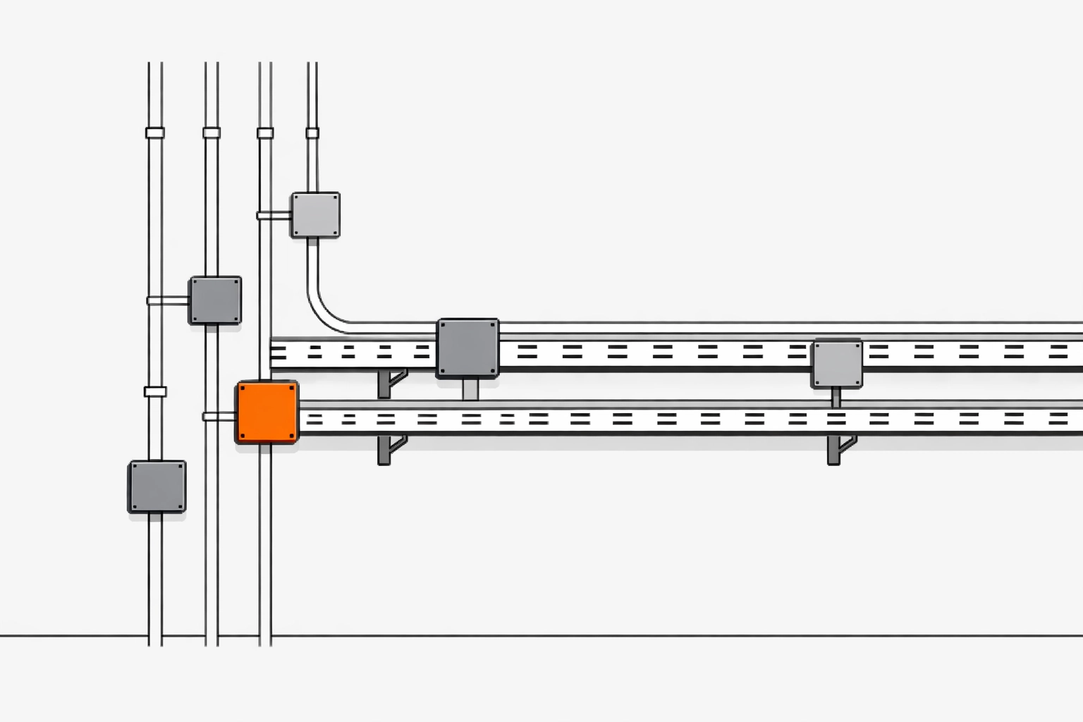 Professionelle Elektroinstallation und Steigleitungen in einem Wiener Altbau.